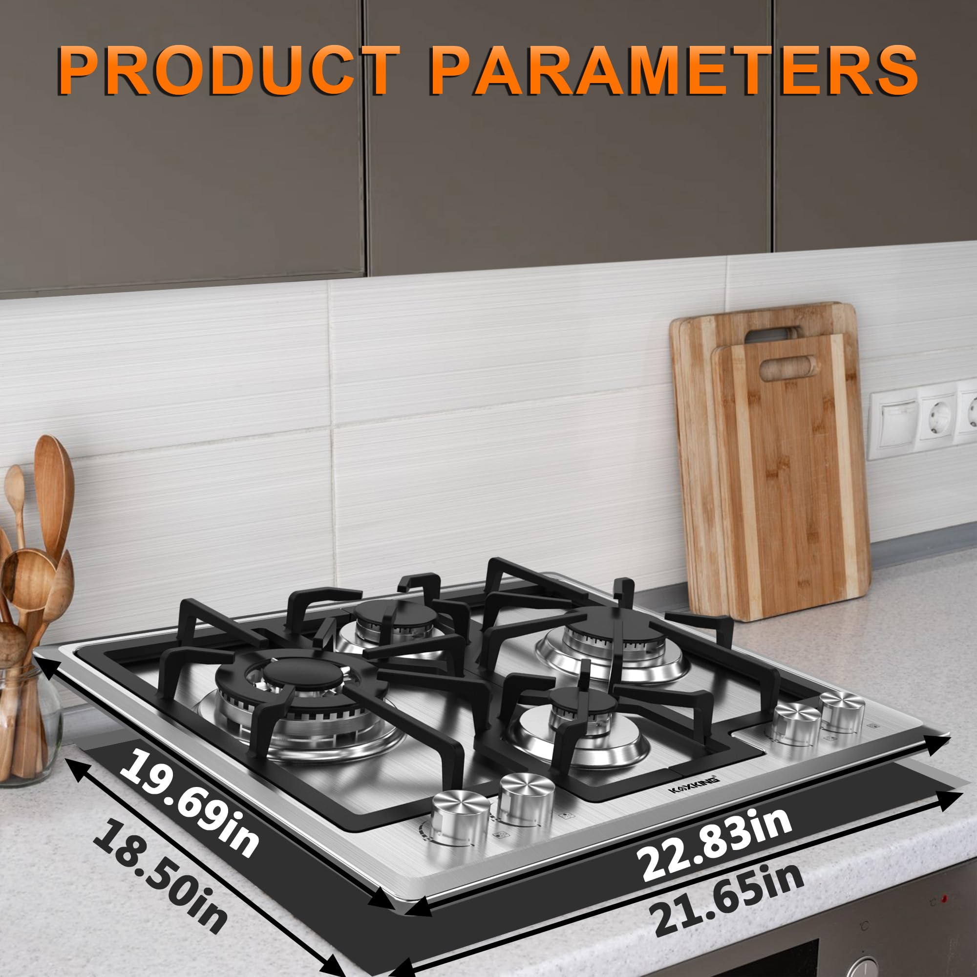 24 Inch Built-in Gas Cooktop - 4 Burner NG/LPG Convertible Stove with Thermocouple Protection - Stainless Steel Gas Range for Home Kitchen Cooking, Baking & Entertaining