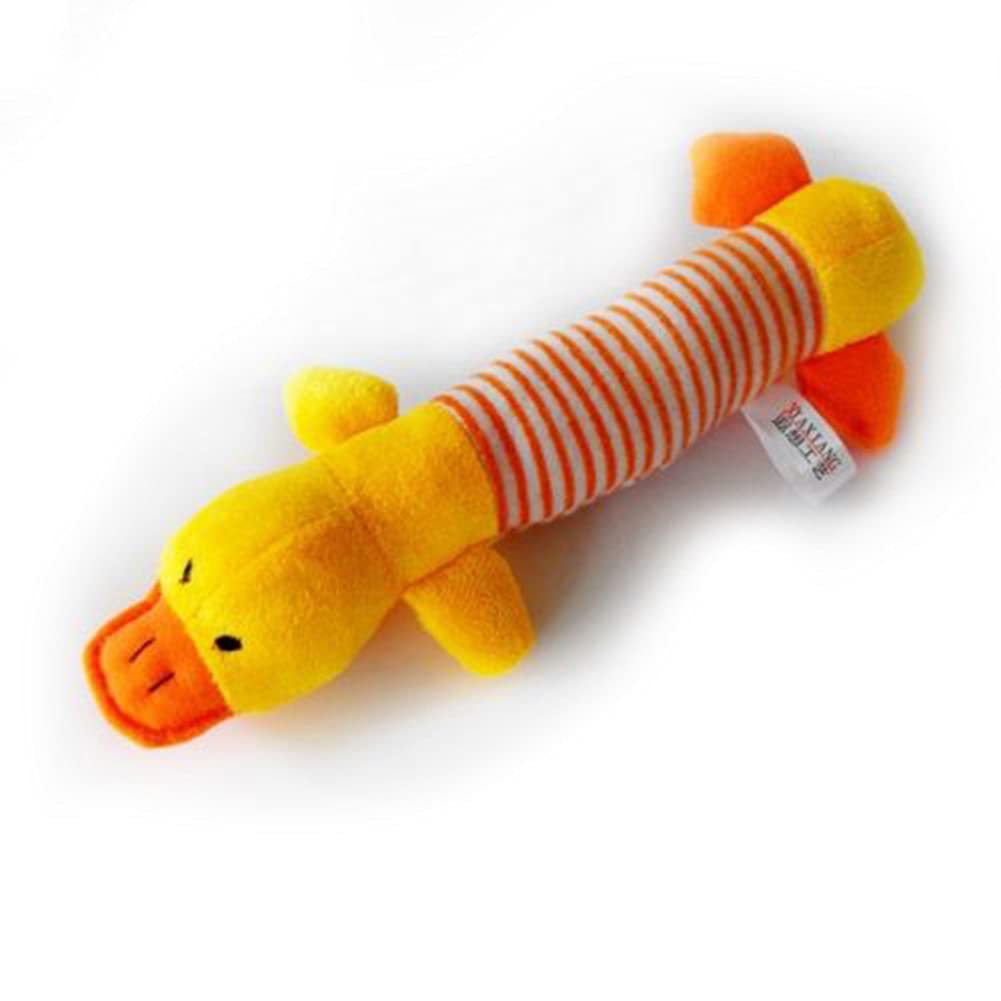 Bluelanss Squeaky Dog Toy - Durable Plush Chew Toy with Crinkle Sound for Small & Medium Dogs, Interactive Teething Puppy Toy, Yellow Duck Shape - Perfect for Playtime, Training & Anxiety Relief
