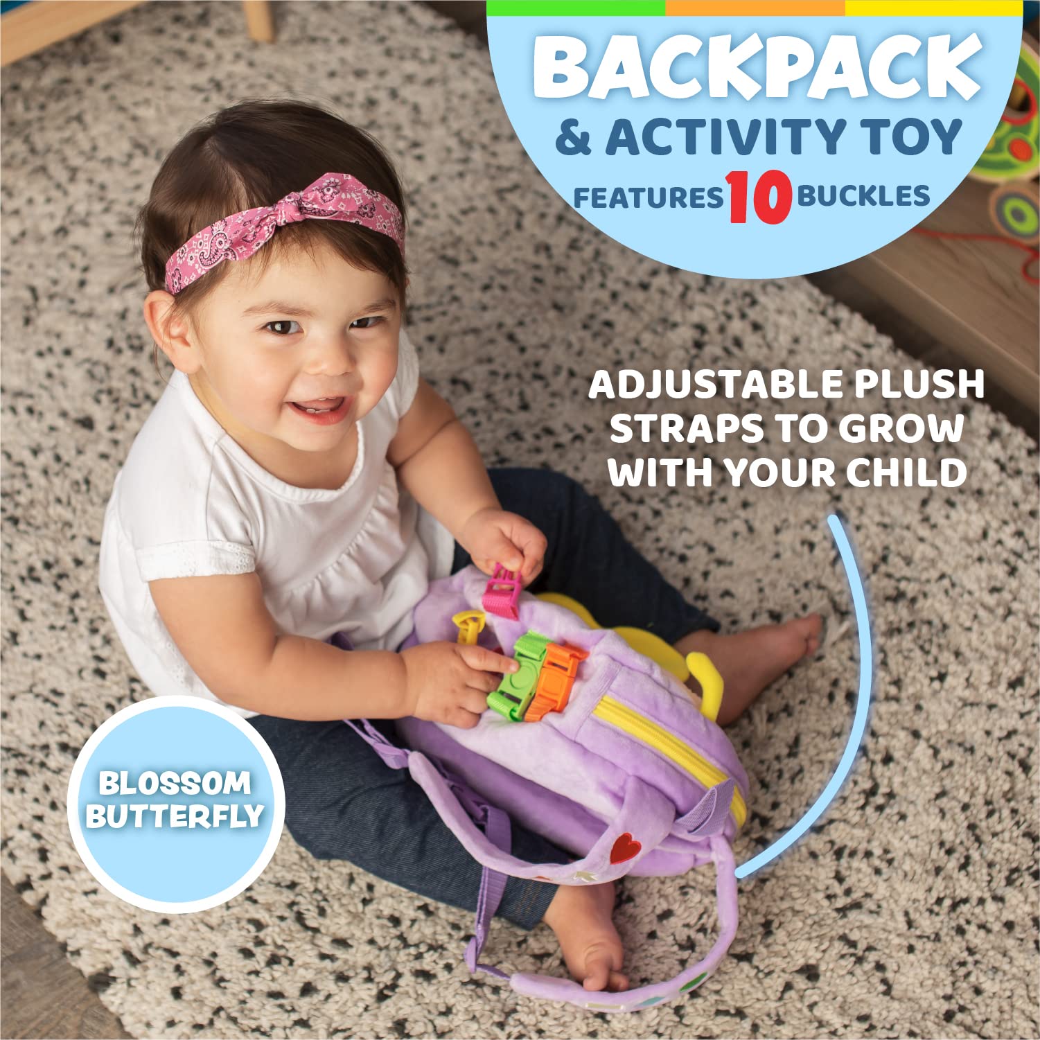 Buckle Toys - Blossom Butterfly & Bentley Caterpillar Bug Buddies Bundle Set | Sensory Learning Toys for Toddlers | Perfect for Travel, Daycare & Autism Therapy