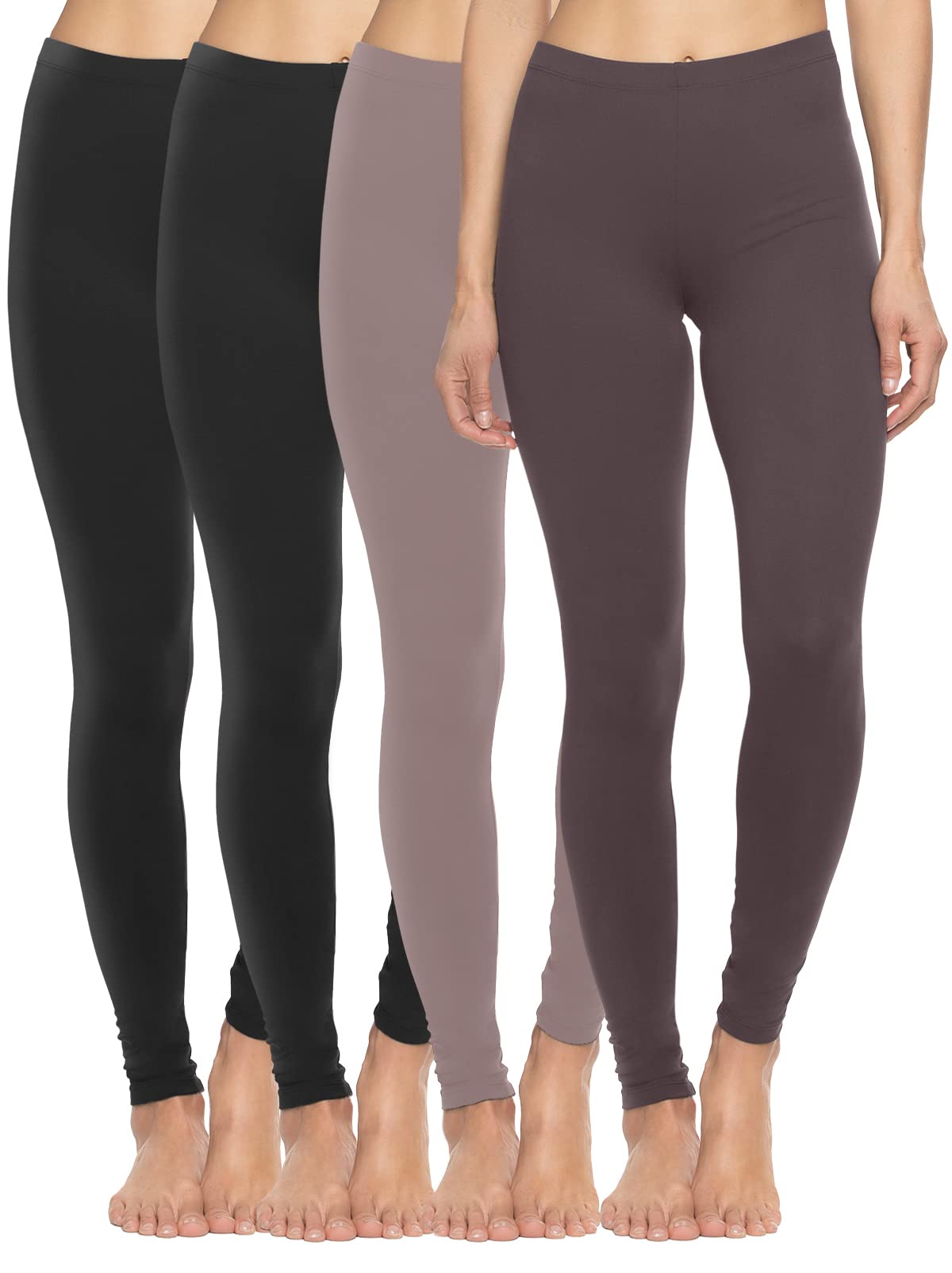 Felina Ultra Soft Lightweight Yoga Leggings 4-Pack - Stretchy High Waisted Workout Pants for Women, Running, Gym & Lounge Wear
