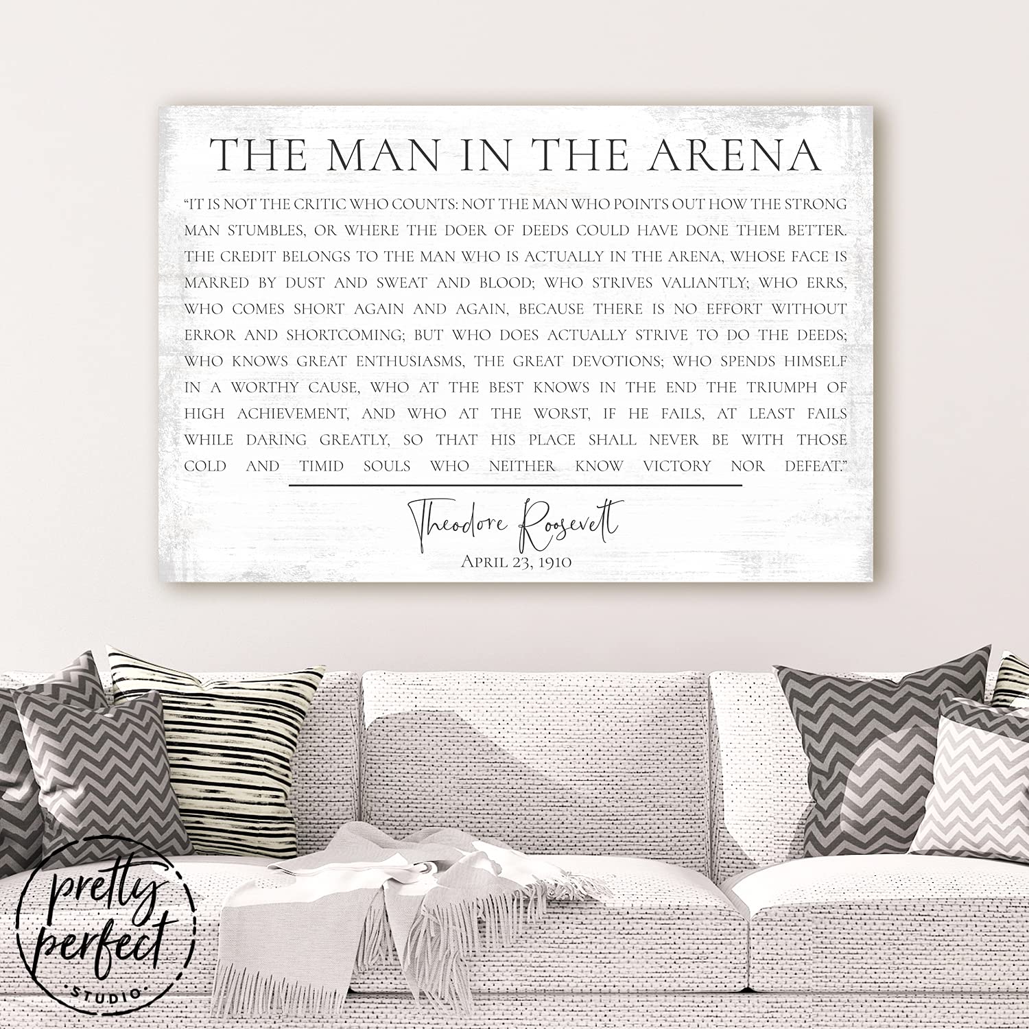 The Man in The Arena Framed Wall Art - Theodore Roosevelt Inspirational Speech Quote Print - Home & Office Decor for Living Room, Study & Workspace
