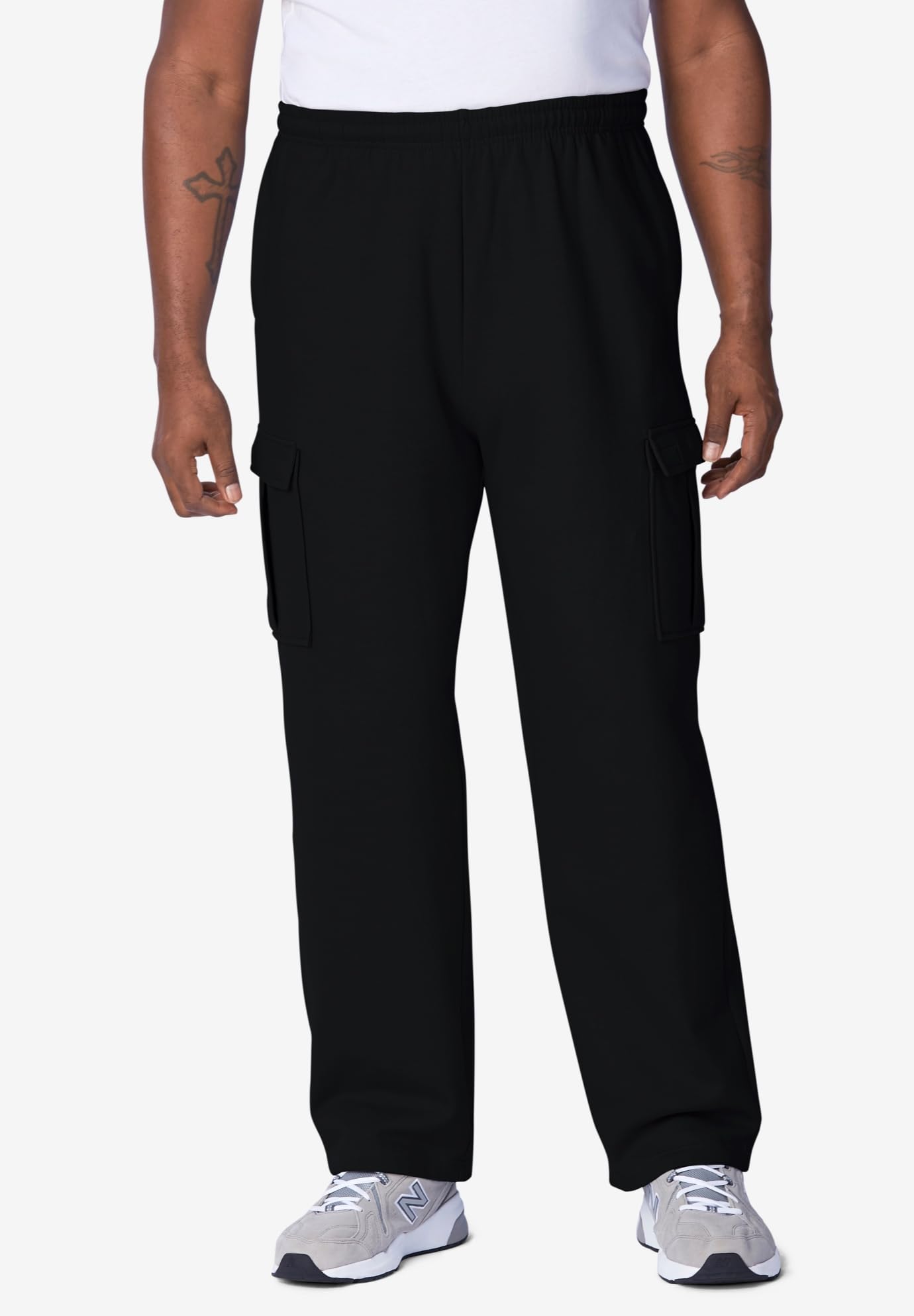 KingSize Men's Big & Tall Fleece Cargo Sweatpants - Comfortable Winter Joggers with Pockets for Lounge, Workout & Outdoor Activities