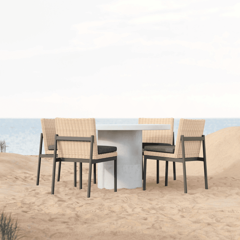 Big Sur Round Outdoor Dining Table - Weather-Resistant Patio Table for Backyard, Garden, and Poolside Gatherings - Perfect for Al Fresco Dining and Entertaining