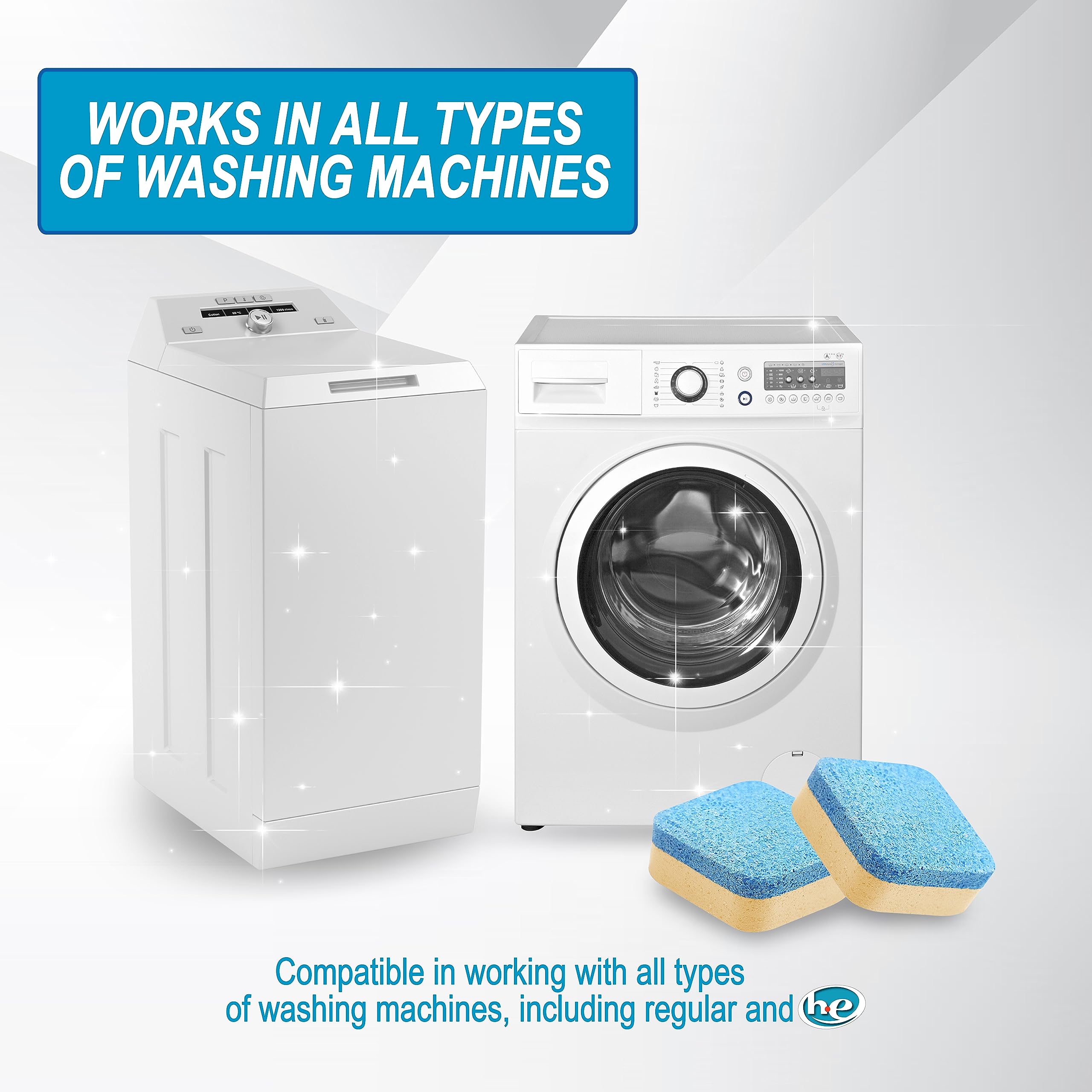 Air Jungles Washing Machine Cleaner Tablets 24 Count - Lemon Scent Deep Cleaning Dirt Remover for Front & Top Load Washers | Cleans Drum, Tub & Eliminates Odors | 12 Month Supply | Perfect for Monthly Washer Maintenance & Fresh Laundry