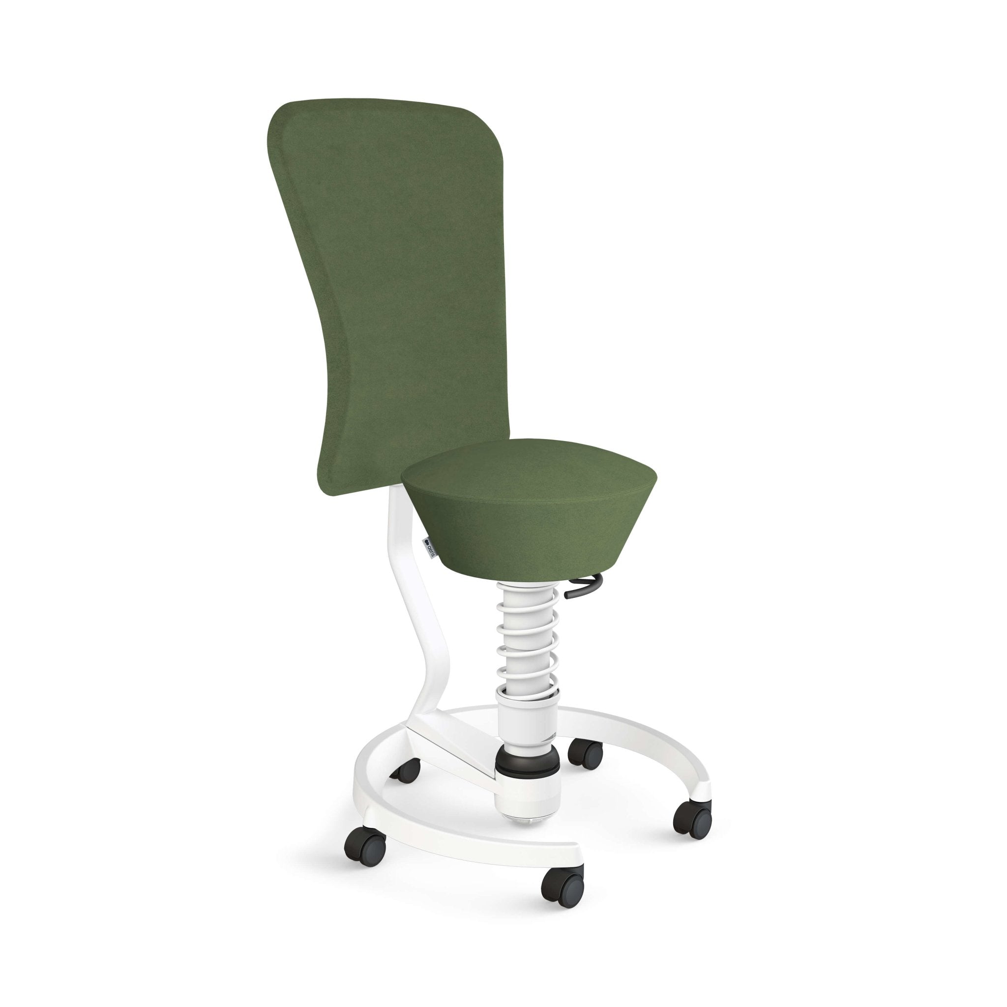 Aeris Swopper Active Sitting Chair with Adjustable Backrest & Casters - Ergonomic Office Stool for Home & Workplace - White - Perfect for Standing Desk Users & Back Pain Relief