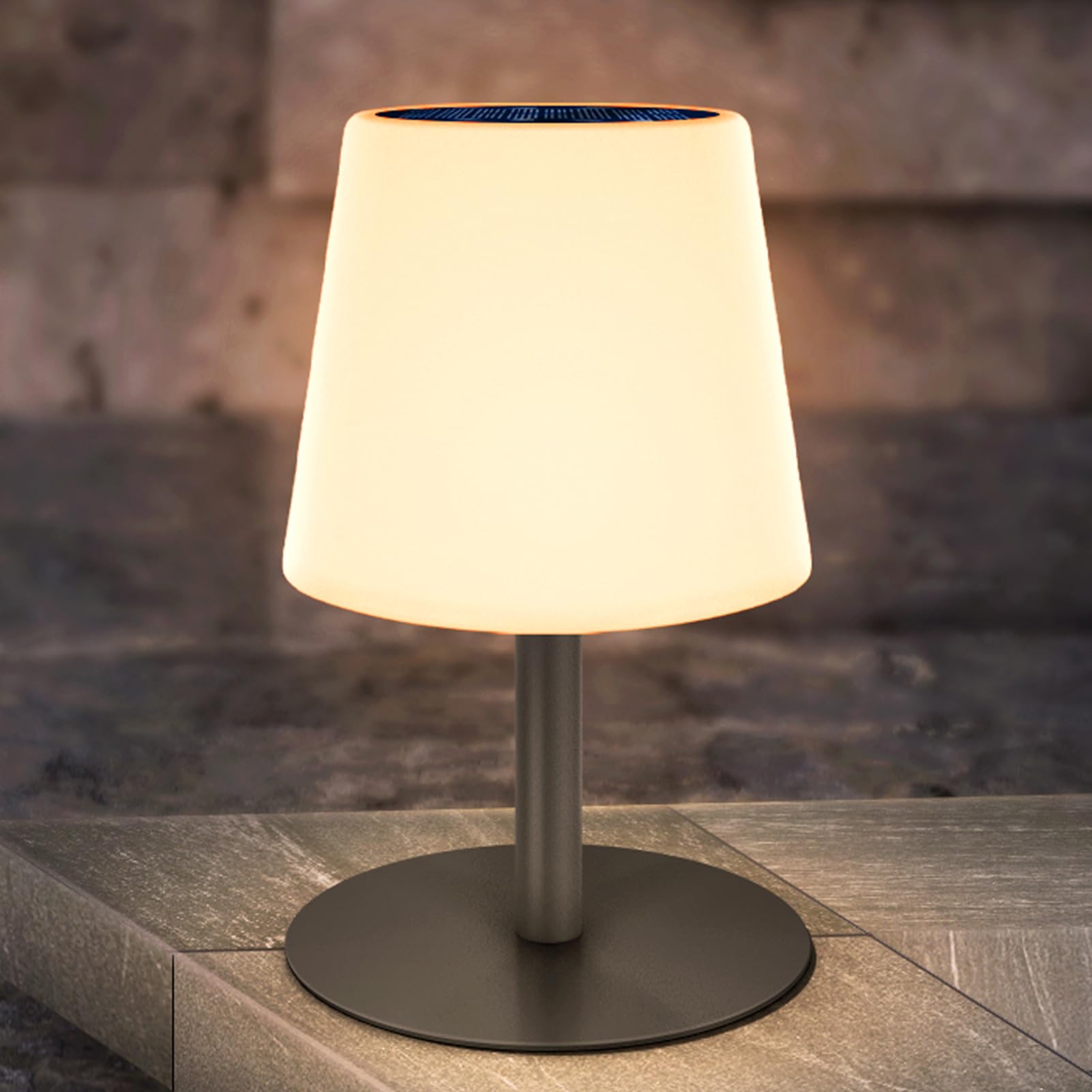 GGNOO 2-in-1 Solar & USB Rechargeable LED Table Lamp - Warm White/Cool White Outdoor Solar Light with Dimmer - Wireless Solar Powered Desk Light for Garden, Camping, Hotel & Patio Decor