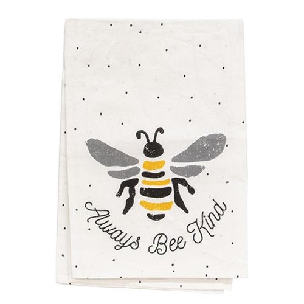 Always Bee Kind Dish Towel - Cute Honeybee Printed Kitchen Towel for Drying Dishes, Cleaning & Decor - Perfect for Farmhouse, Cottagecore & Cozy Home Decor