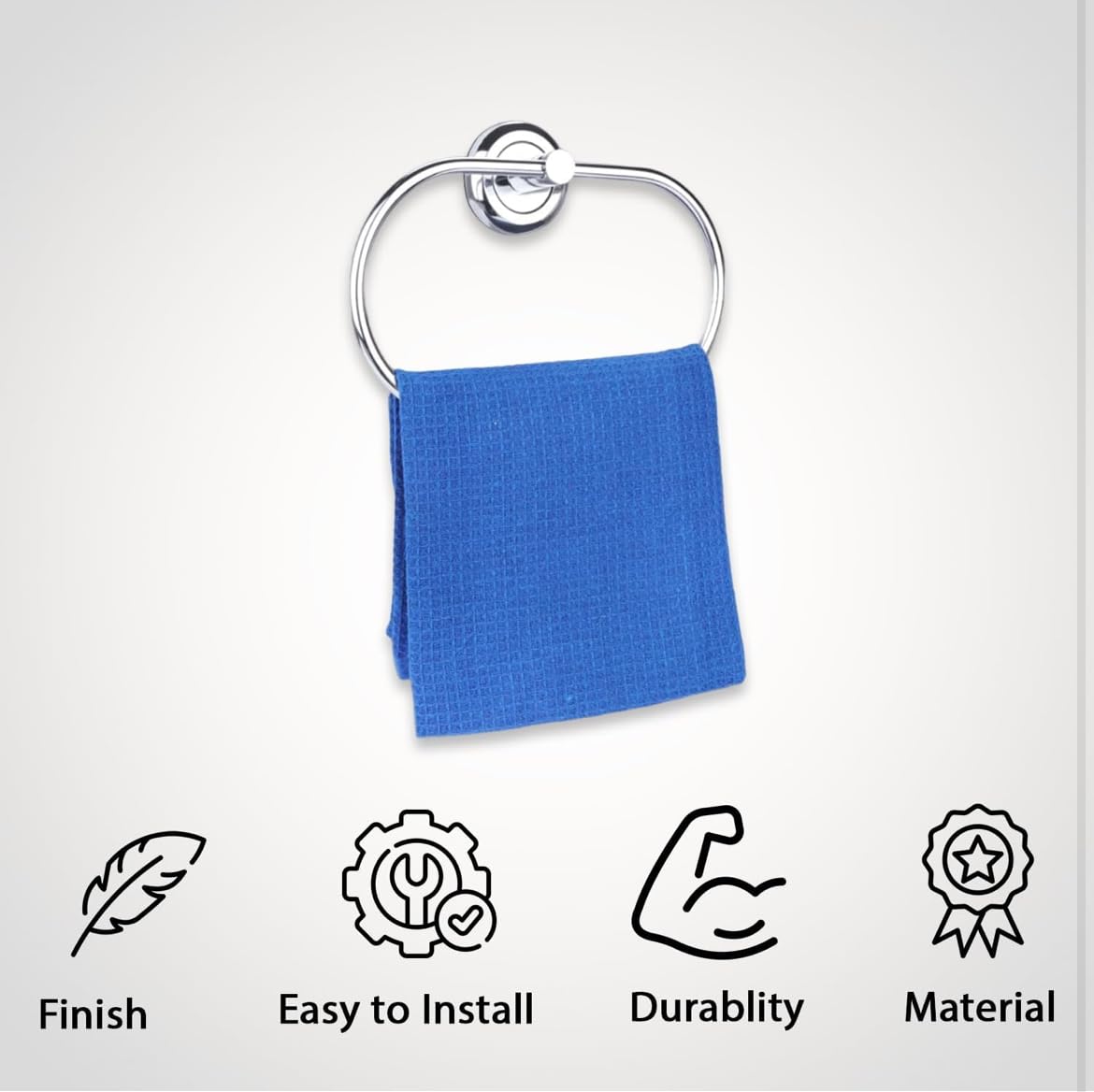 Stainless Steel Oval Towel Ring - Rustproof Bathroom Towel Holder & Hanger for Hand, Kitchen, or Bath Towels | Modern Bathroom Accessories & Cabinet Organizer | Perfect for Home, Hotel, or Spa Use