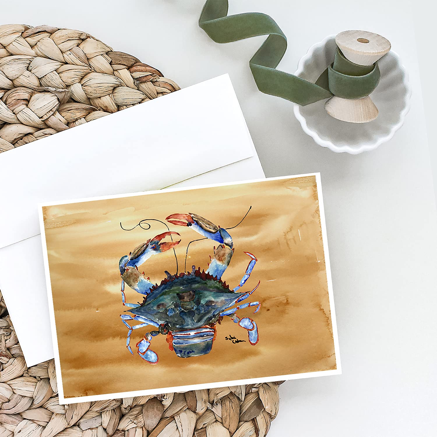 Premium Crab Greeting Cards & Envelopes Set - 8 Blank A7 (5x7) Note Cards for Birthdays, Thank You Notes & Special Occasions | Whimsical Marine-Themed Stationery