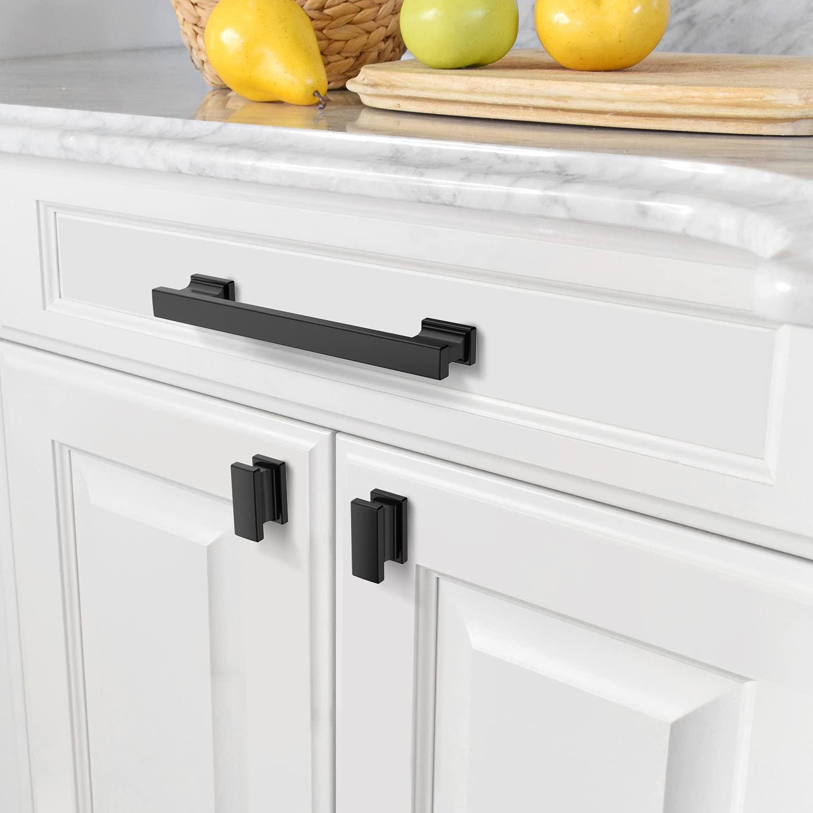 10 Pack Matte Black Cabinet Pulls 5 Inch (128mm) Hole Centers - Amerdeco Kitchen Cabinet Handles & Drawer Pulls for Cabinets, Cupboards, Dressers - Durable Cabinet Hardware for Modern & Farmhouse Kitchens