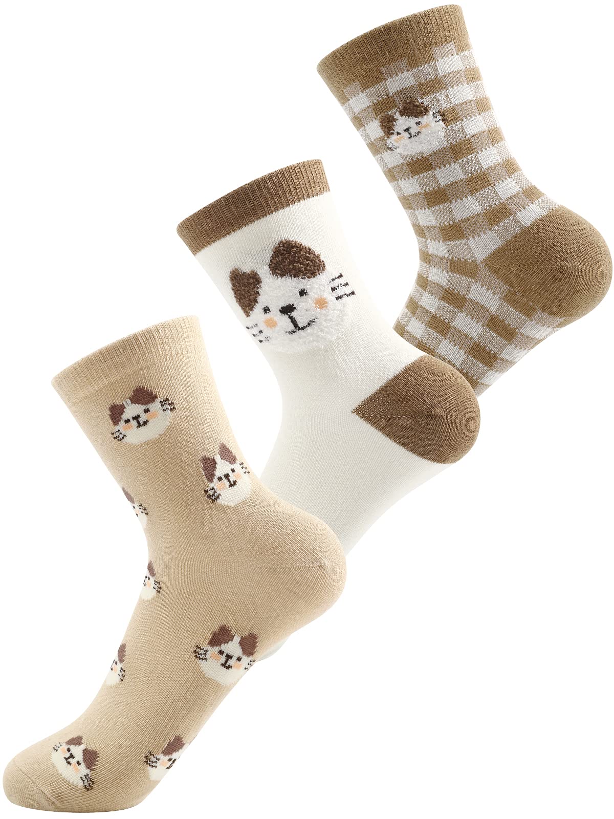 Funny Animal Print Women's Crew Socks - 3 Pairs Soft Cotton Ankle Socks for Women, Cute Gift for Girls - Perfect for Casual Wear, Gifts & Everyday Comfort
