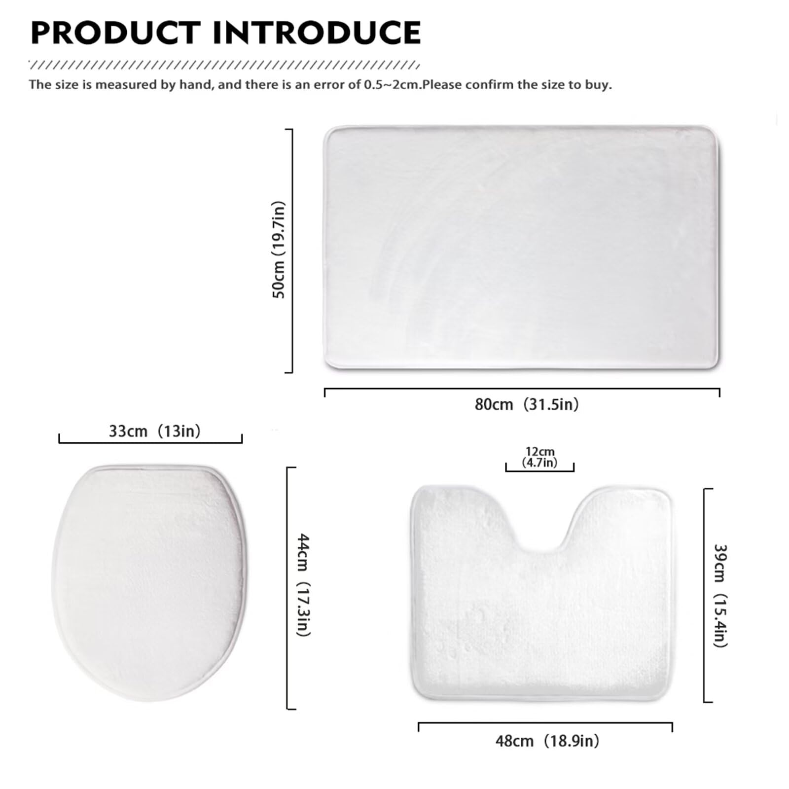 FOR U DESIGNS Bathroom Rug Set - Washable U-Shaped Toilet Lid Cover & Soft Absorbent Bath Mat, Universal Fit for Elongated Toilets - Perfect for Beach House, Guest Bathroom & Coastal Decor
