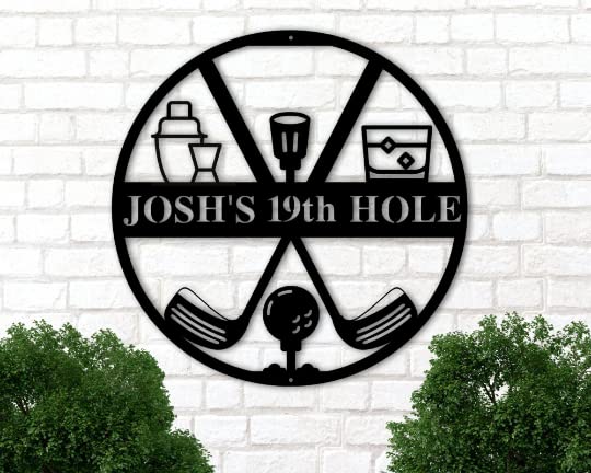 19th Hole Metal Golf Sign - Personalized Golf Decor for Men - 18