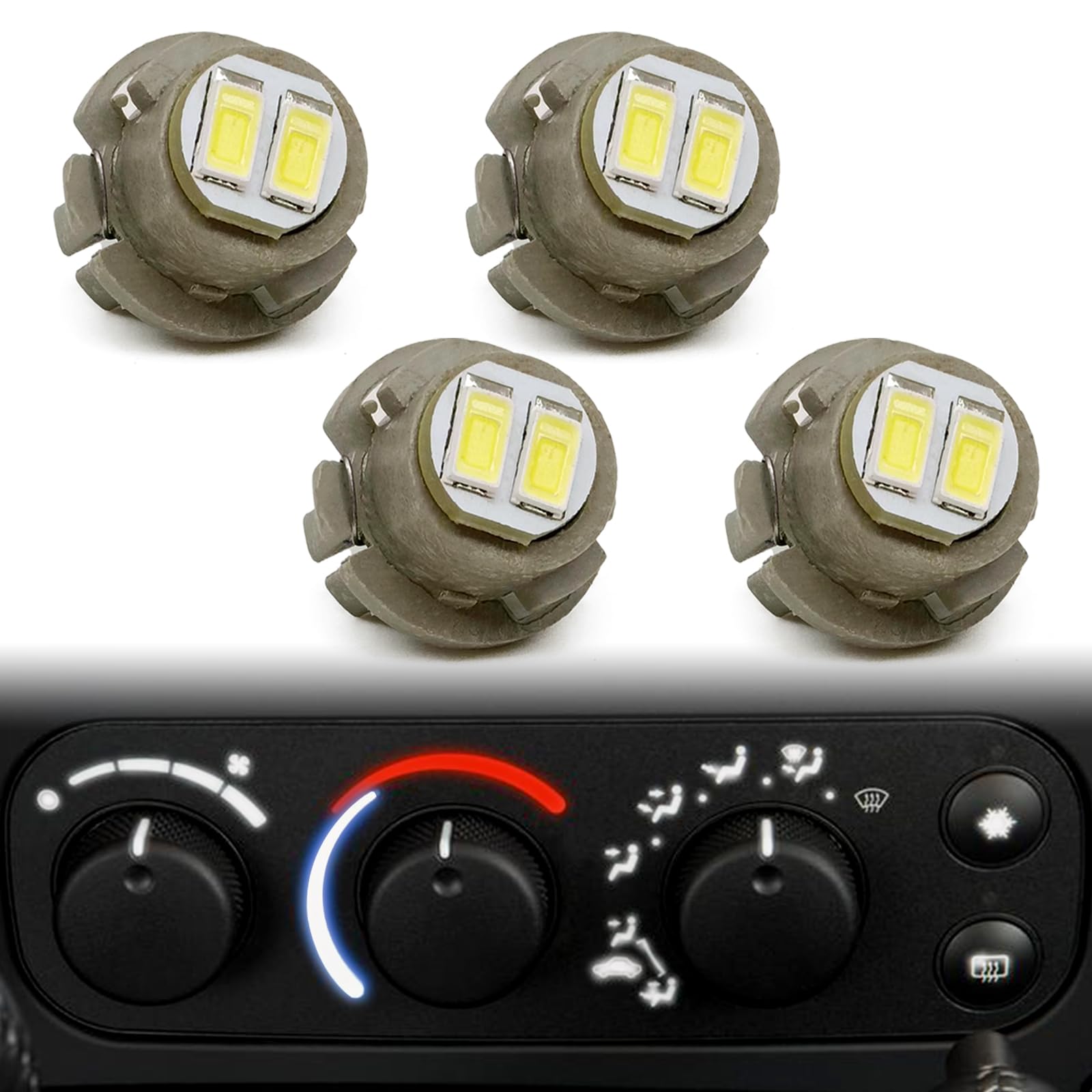 4pcs LED Bulbs Kit for AC Heater Control - Replacement for Pickup Trucks, White - Interior Lighting Upgrade