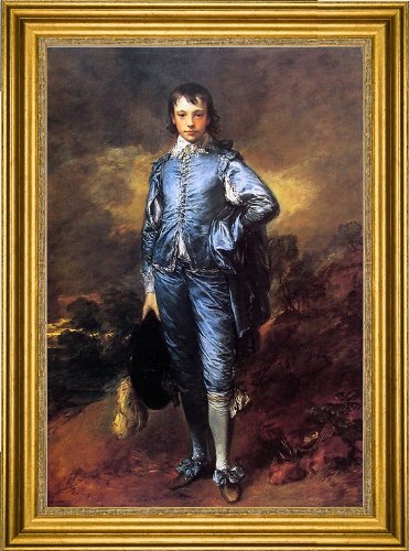Thomas Gainsborough The Blue Boy (Jonathan Buttall) 16x24 Inch Premium Canvas Art Print with Gold Frame - Classic Wall Decor for Living Room, Bedroom & Office