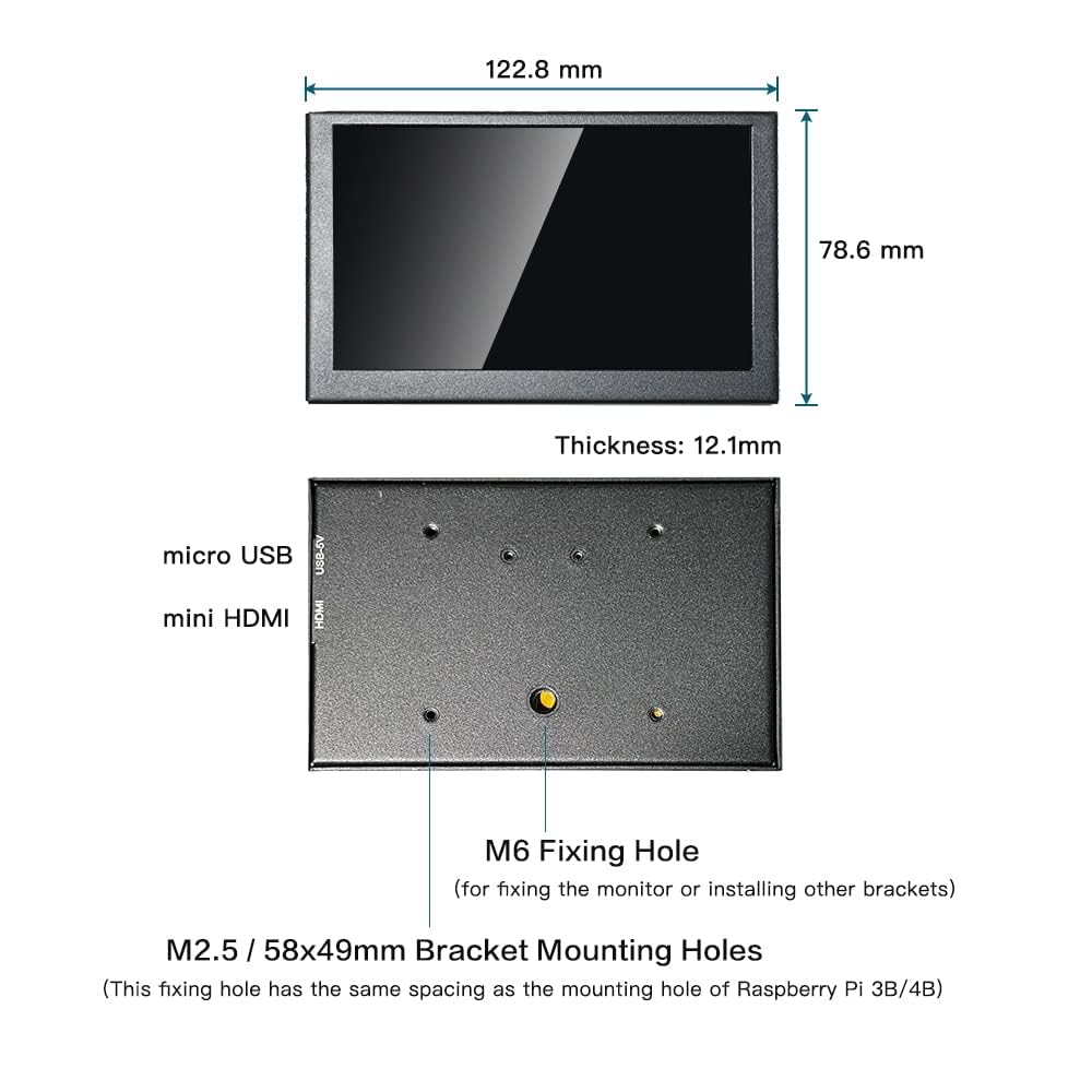 LESOWN 5 Inch IPS HDMI Monitor - 800x480 Resolution, VESA Mountable, Metal Shell, Portable Mini LCD Display for Gaming, Raspberry Pi, Security Camera & DIY Projects