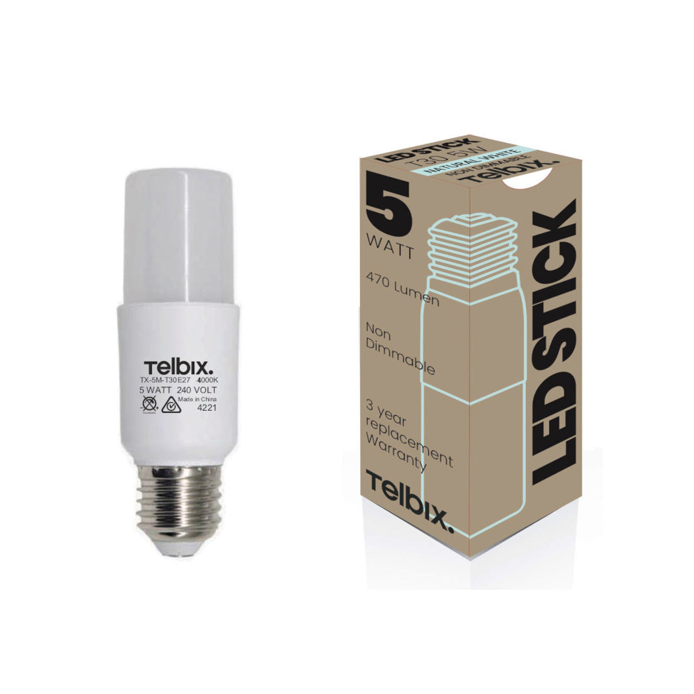 5W E27 LED Bulb 4000K Cool White Tubular Globe Light - Perfect for Bedroom, Living Room, and Office Lighting