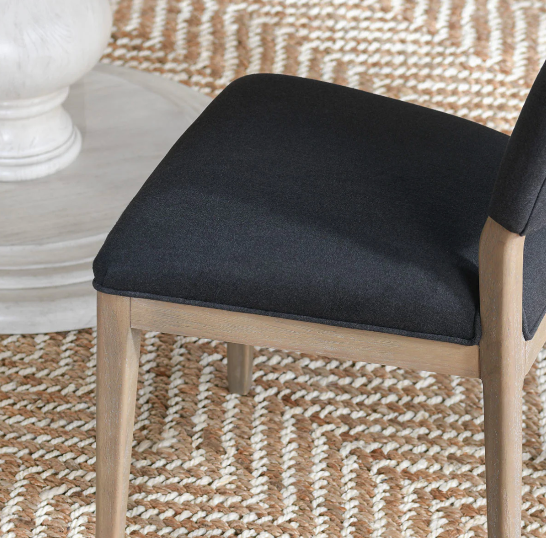 Phill Gray Dining Chairs Set of 2 - Modern Upholstered Kitchen Chairs with Wooden Legs for Dining Room, Kitchen, Breakfast Nook & Office