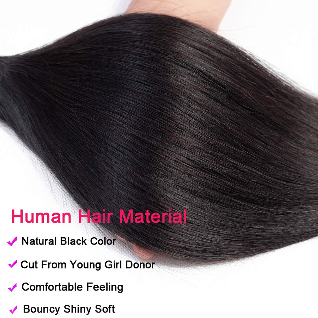 Beauty Forever Hair Brazilian Virgin Straight Hair Weaves - 3 Bundles 100% Unprocessed Human Hair Extensions (20 22 24 Inch) | Natural Color, Can Be Dyed & Bleached | Perfect for Daily Styling, Salon Use & Special Occasions