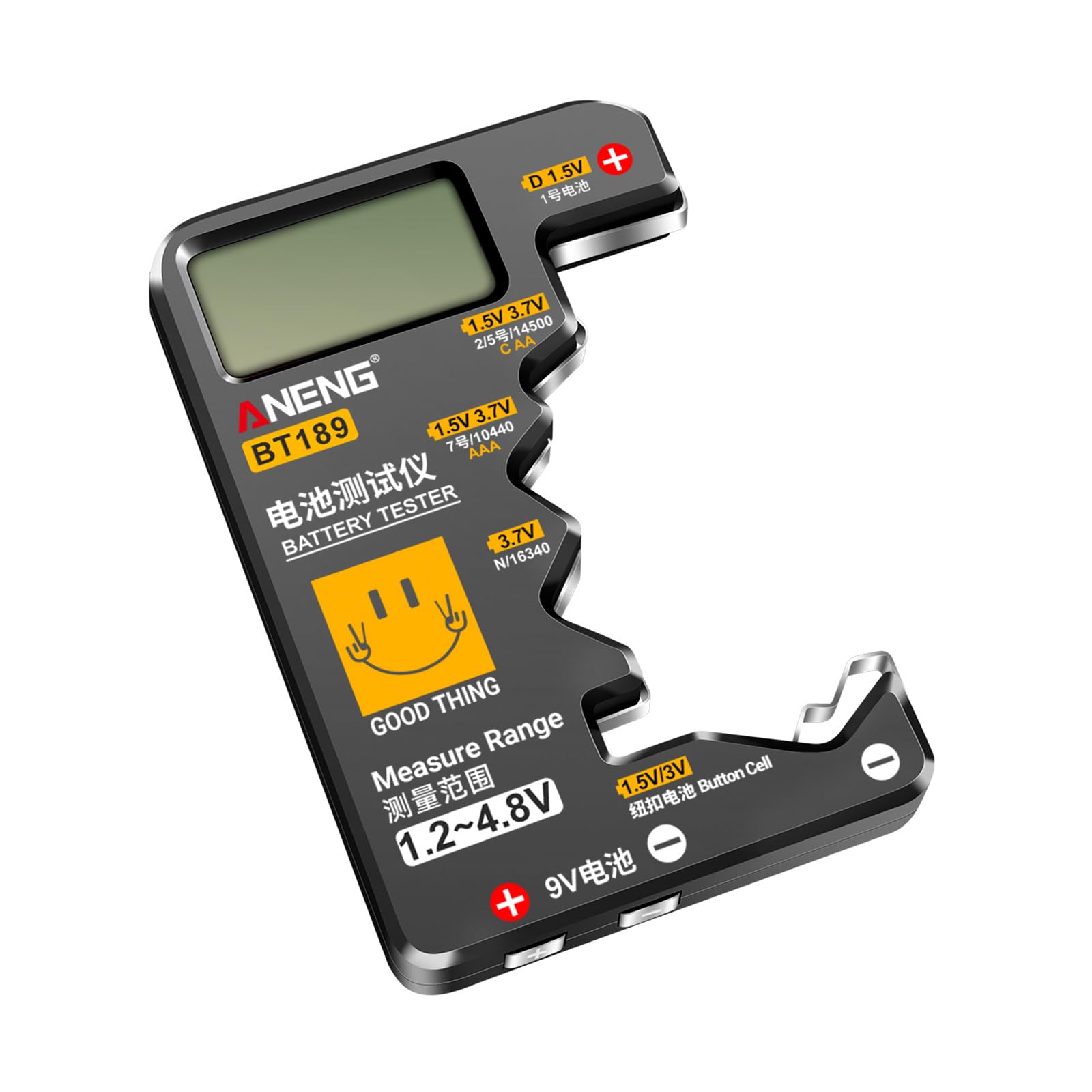 AA C-D 9V 1.5V Button Cell Battery Tester - Compact Household Battery Checker for AA, C, D, 9V & Button Batteries | Perfect for Home, Office & Emergency Kits