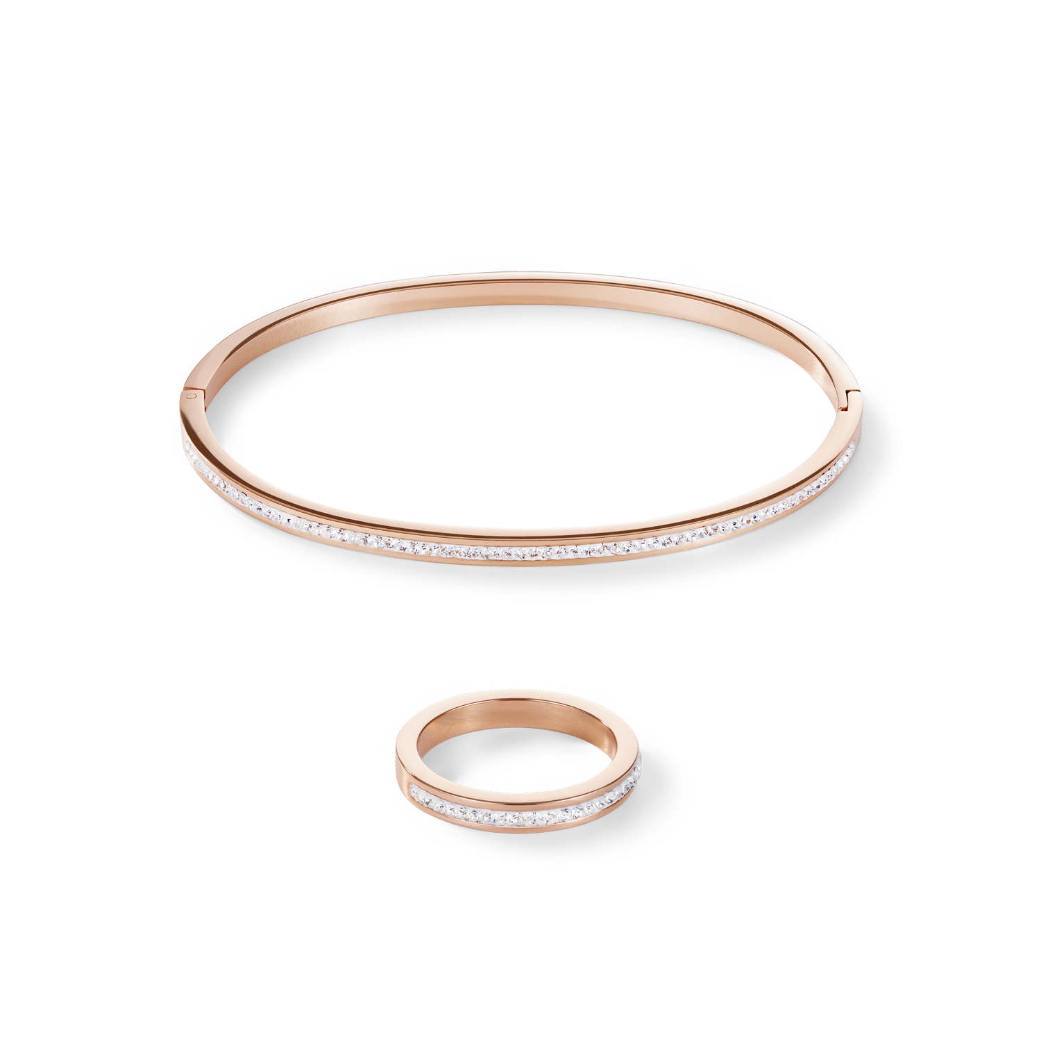 Elegant Rose Gold Stainless Steel Ring with Pavé Crystals - Perfect for Weddings, Anniversaries & Special Occasions