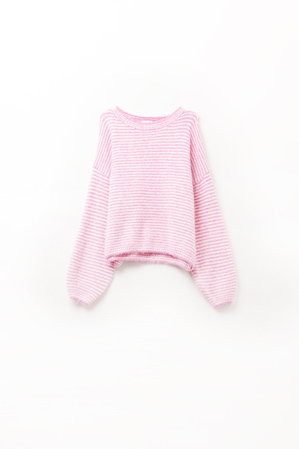 Women's Striped Pink Pullover Sweater - Soft & Cozy Knit Top for Casual Wear, Office & Fall Outfits