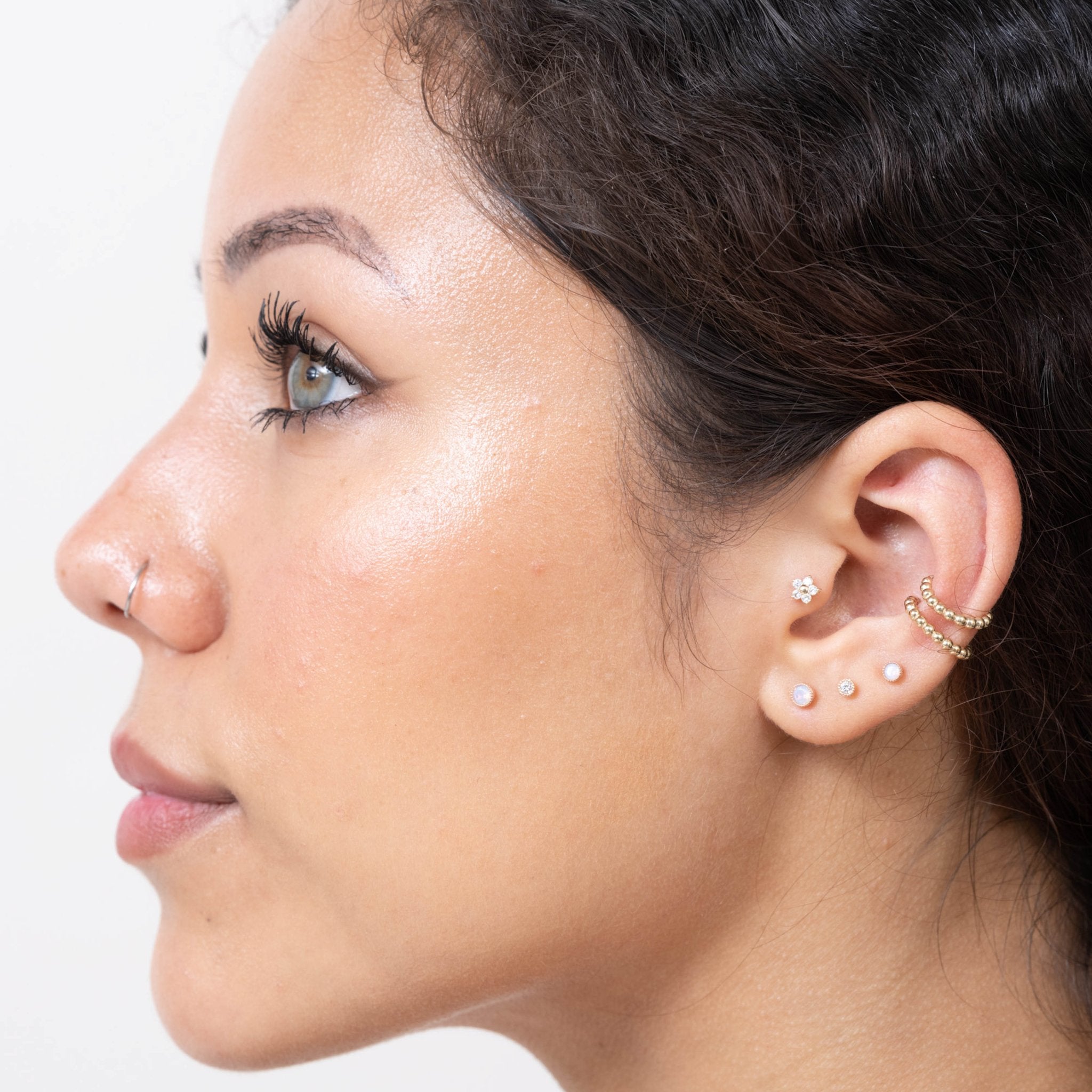 14K Solid Yellow Gold Bubble Beaded Hoop Earrings for Women - Elegant Dainty Everyday Jewelry for Gifts, Parties & Special Occasions