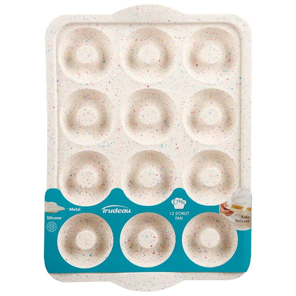 12-Count Confetti Silicone Donut Baking Pan Set - Non-Stick, Flexible, and Durable for Perfect Homemade Donuts - Ideal for Birthday Parties, Baby Showers, and Holiday Baking
