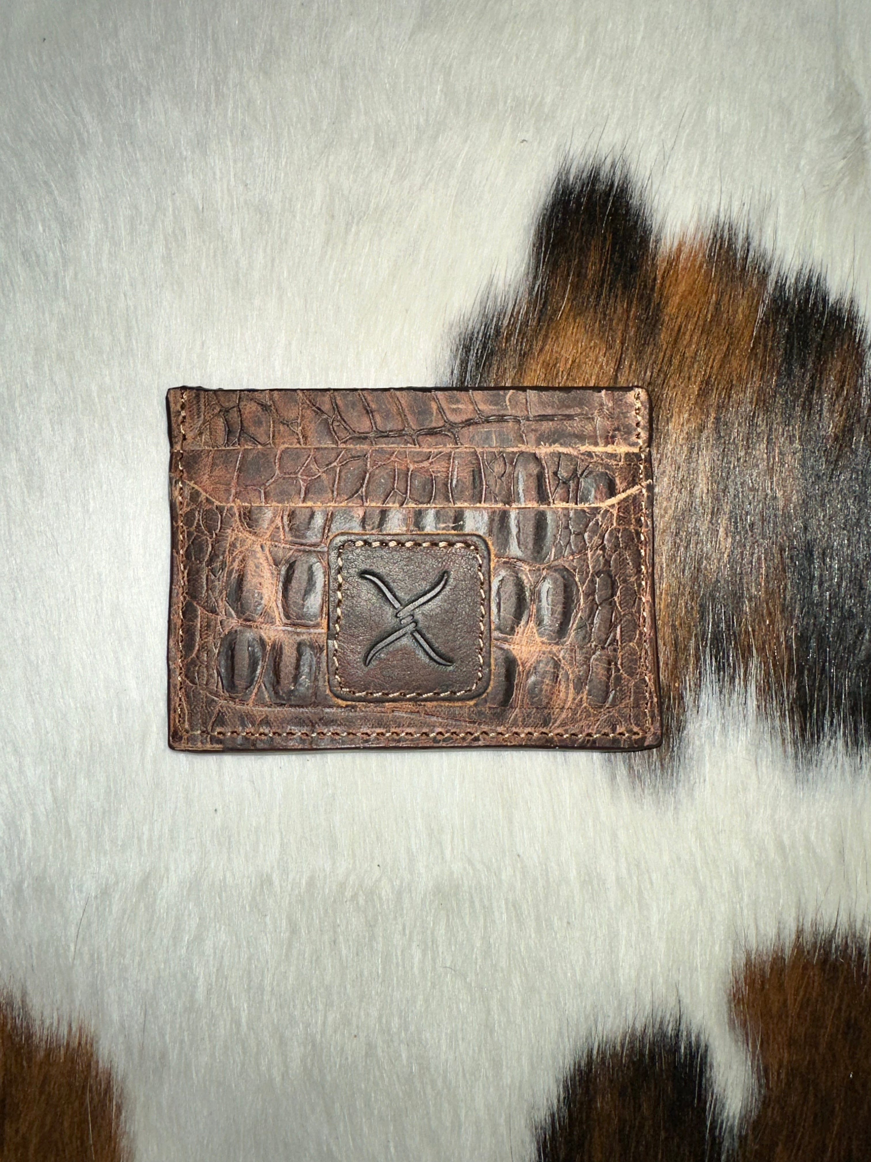 Twisted X Genuine Leather Animal Print Card Holder - Stylish & Durable RFID Blocking Wallet for Women & Men - Perfect for Travel, Work, and Everyday Use