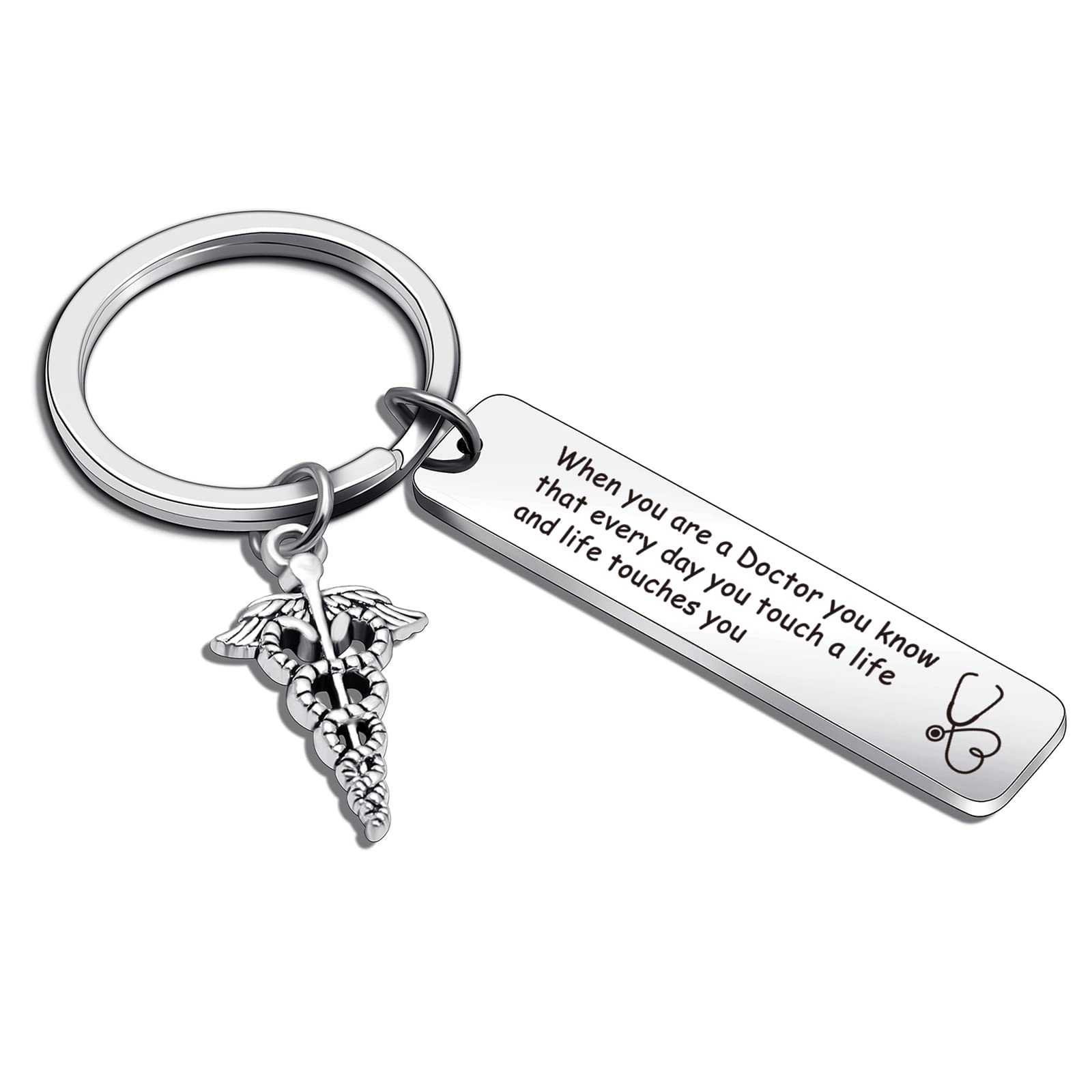 Stainless Steel Doctor Keychain - Inspirational Medical Student Graduation Gift & Appreciation Jewelry for Doctors, Nurses & Healthcare Staff - Perfect for Retirement, White Coat Ceremony & Clinical Work Accessories