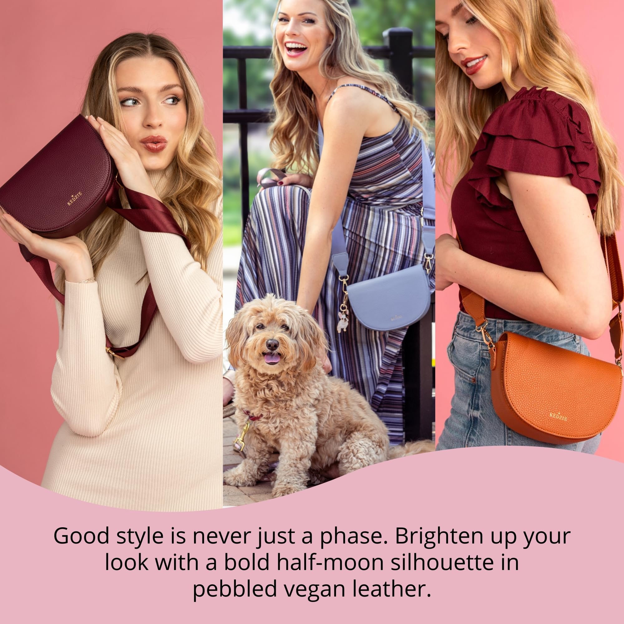KEDZIE Luna Crossbody Bag for Women - Adjustable Removable Strap Shoulder Purse & Messenger Bag - Perfect for Work, Travel & Everyday Use
