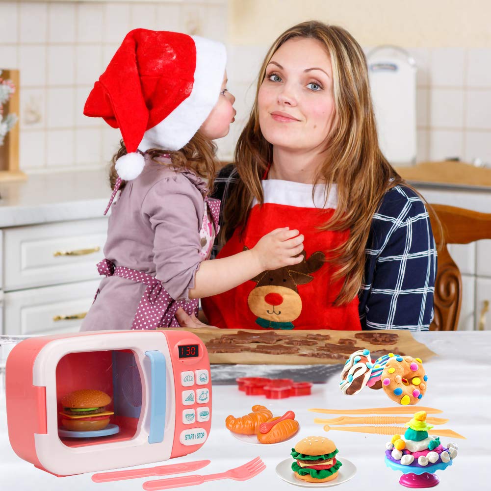 Best Kids Microwave Toy Kitchen Playset with Light & Sound - Pretend Play Electronic Oven with Play Food & 6 Color DIY Play-Doh for Toddlers Ages 3+ (Blue) | Fun Learning Toy for Preschoolers & Role Play Games