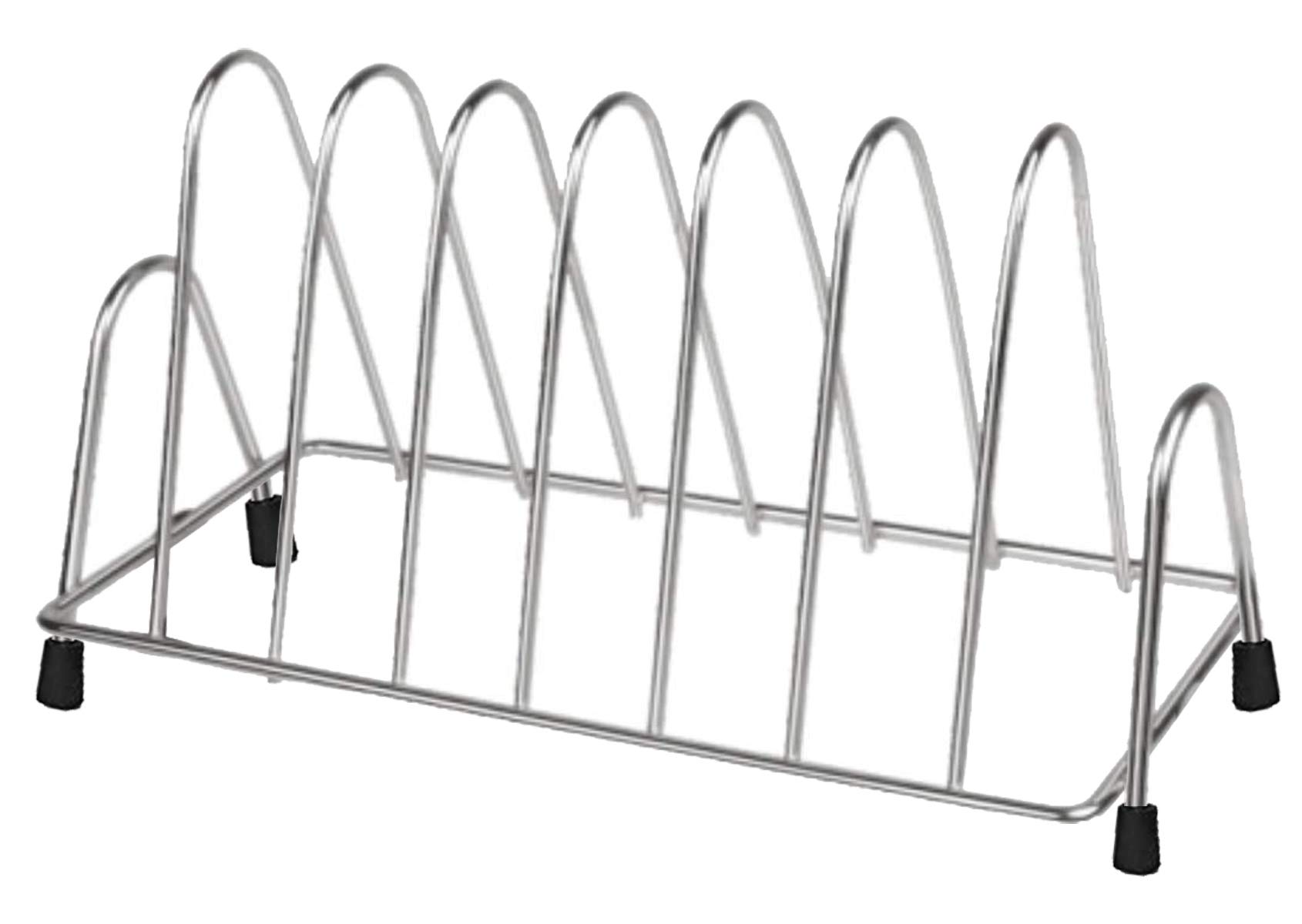 Stainless Steel Plate Rack for Kitchen - 6 Section Dish Drying Rack with Anti-Rust Nano Coating - Space Saving Utensil Organizer for Plates, Bowls & Lids - Perfect for Small Kitchens, RVs & Dorm Rooms (Silver, KUBMARTK10581)