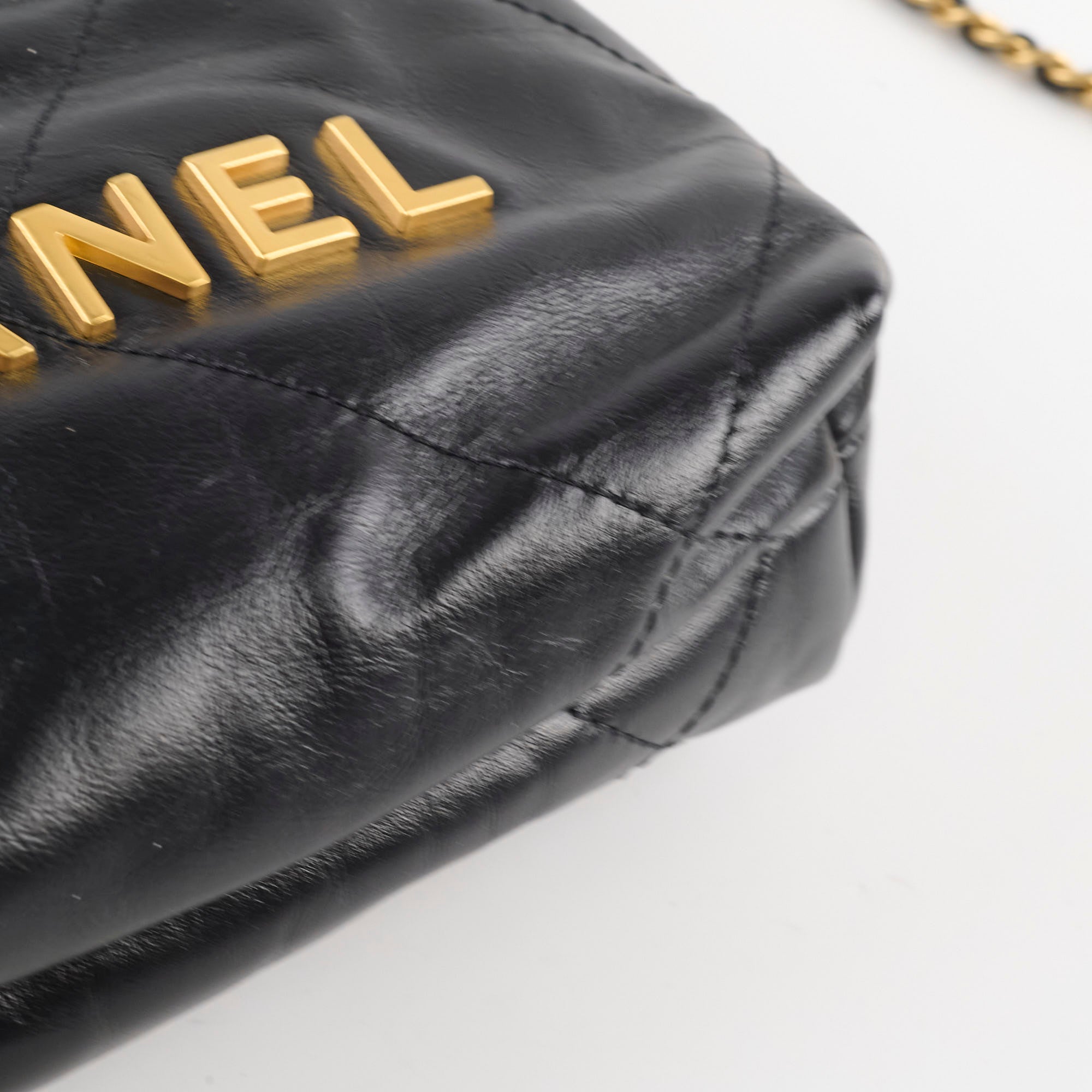 Chanel Mini 22 Black Leather Crossbody Bag with Microchip - Luxury Designer Handbag for Women, Perfect for Date Night & Evening Events