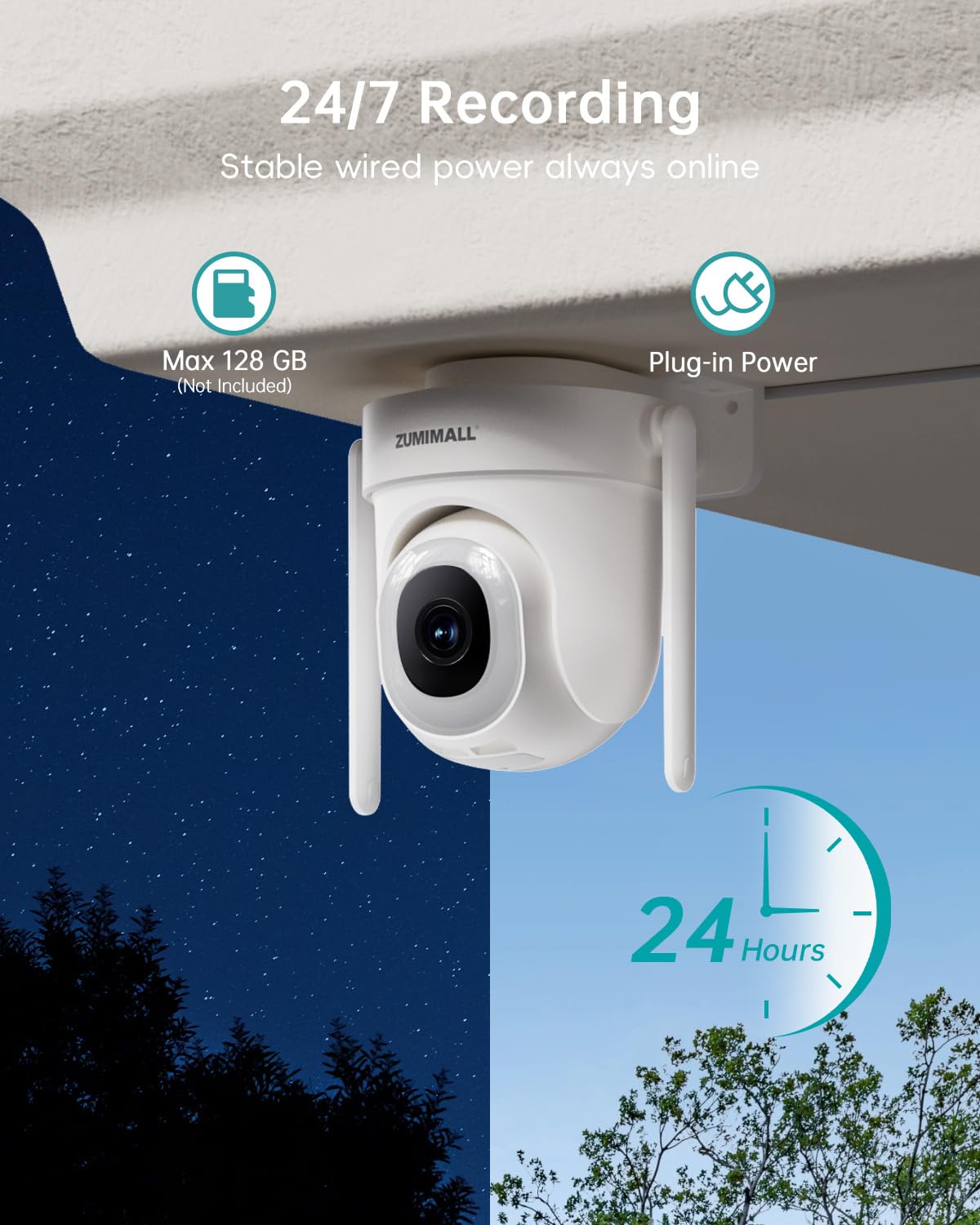ZUMIMALL 5MP Outdoor Security Camera with 5G WiFi, 24/7 Recording, 360° Auto Tracking & Noise Detection - Weatherproof IP66, Alexa Compatible for Home Security - Perfect for Driveway, Garage & Backyard Surveillance