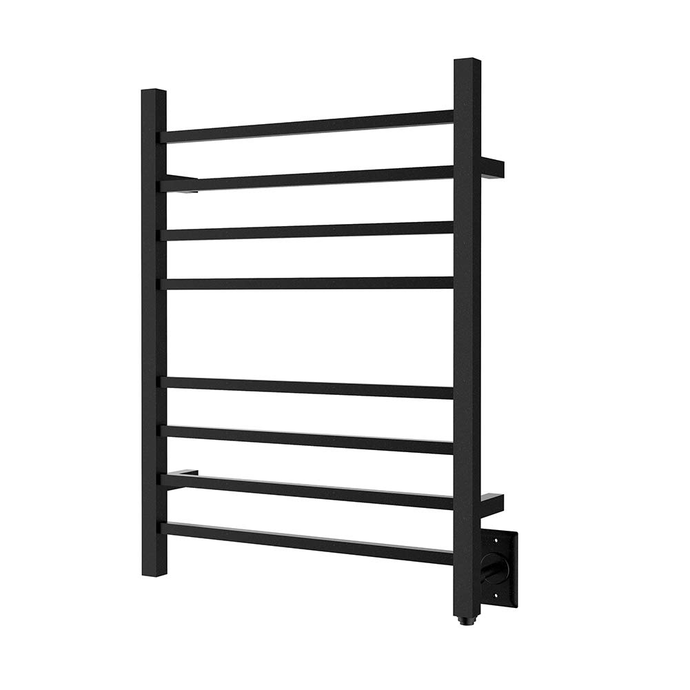 Heated Towel Warmer for Bathroom - 8 Square Bars Towel Rack in Matte Black | Fast Warming Electric Towel Heater for Spa, Luxury Bath & Home Use