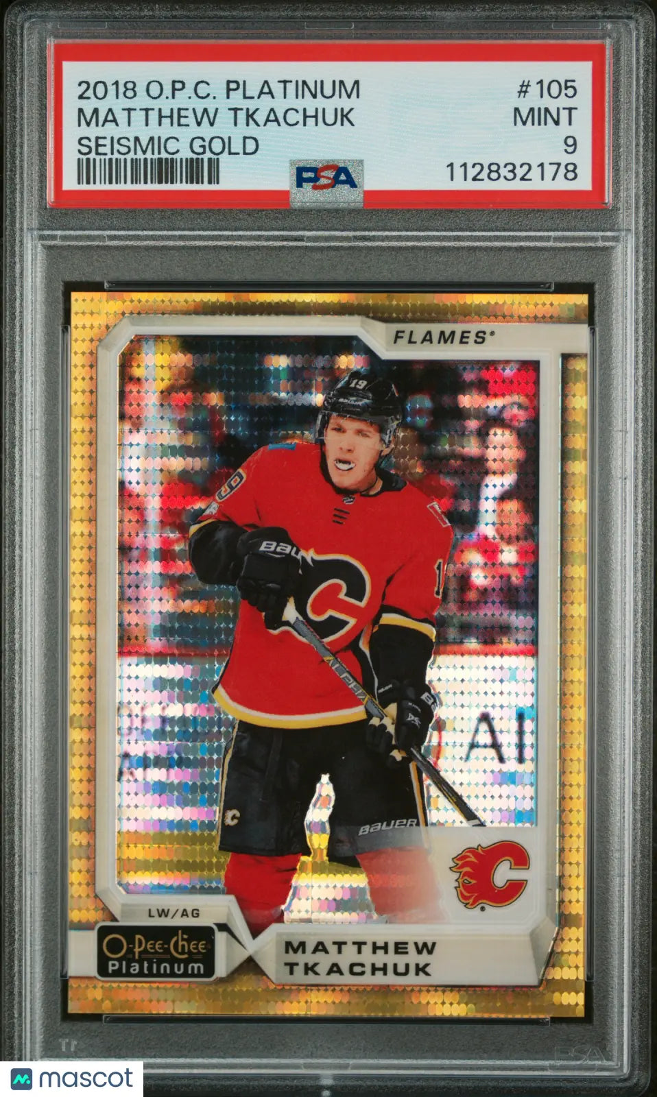 2018 O-Pee-Chee Platinum Matthew Tkachuk Seismic Gold Hockey Card PSA 9 Gem Mint - Rare /50 Limited Edition - Perfect for NHL Collectors and Hockey Memorabilia Enthusiasts