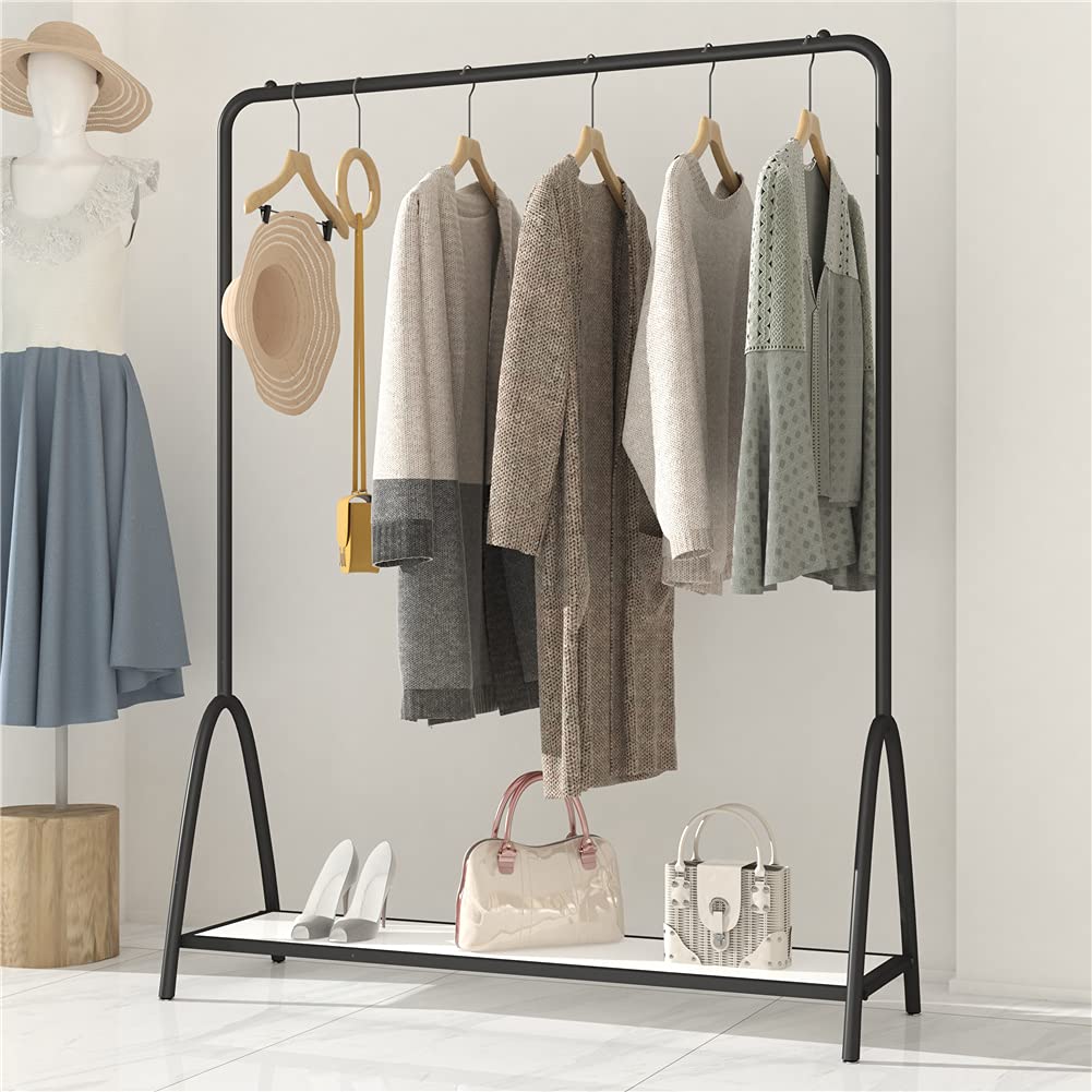 TIEOU Heavy Duty Freestanding Garment Rack with Shelves - 47.2