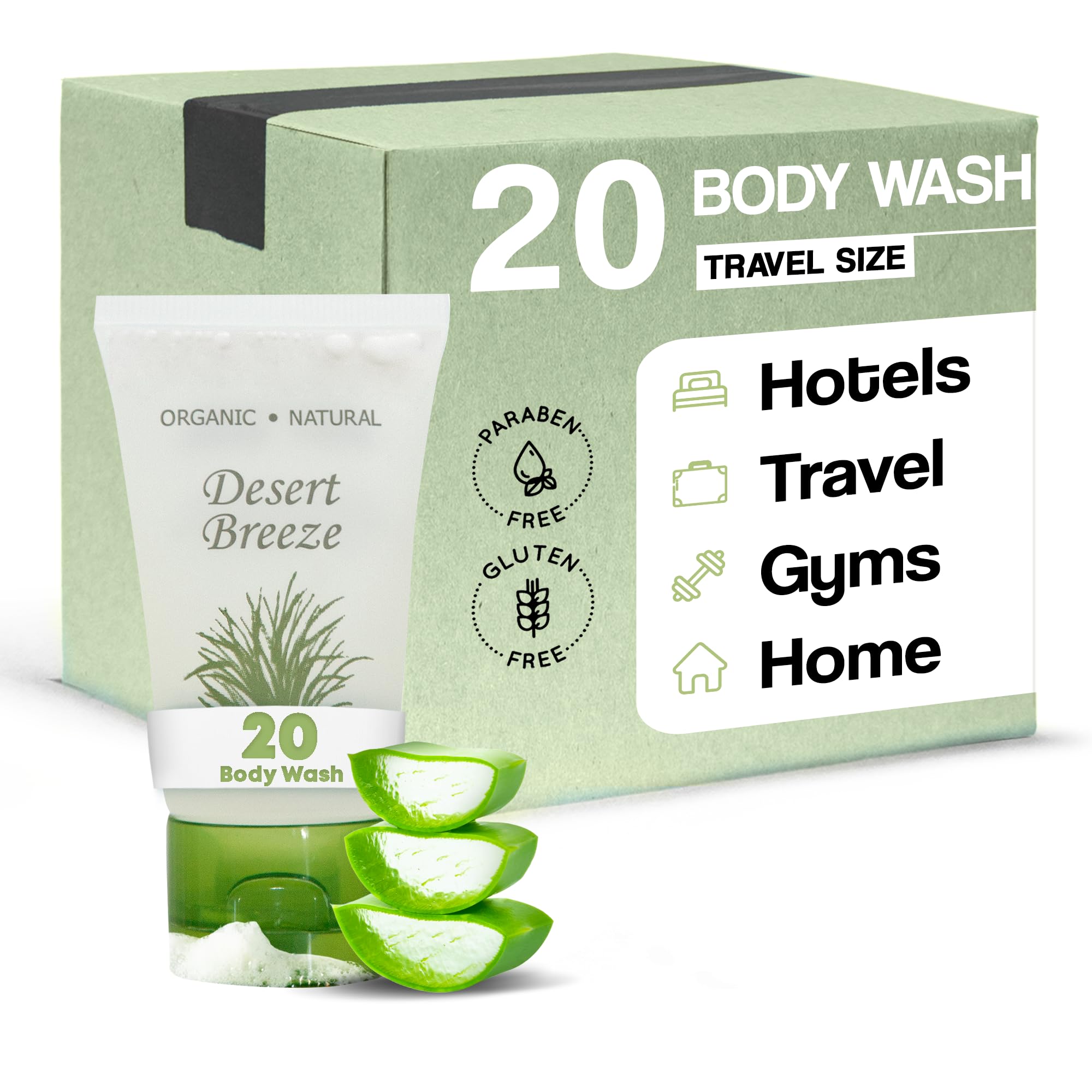 Travel Size Body Wash 1 oz - Bulk Pack of 20 Flip Top Bottles | Perfect for Hotels, Gyms, Camping & Emergency Kits