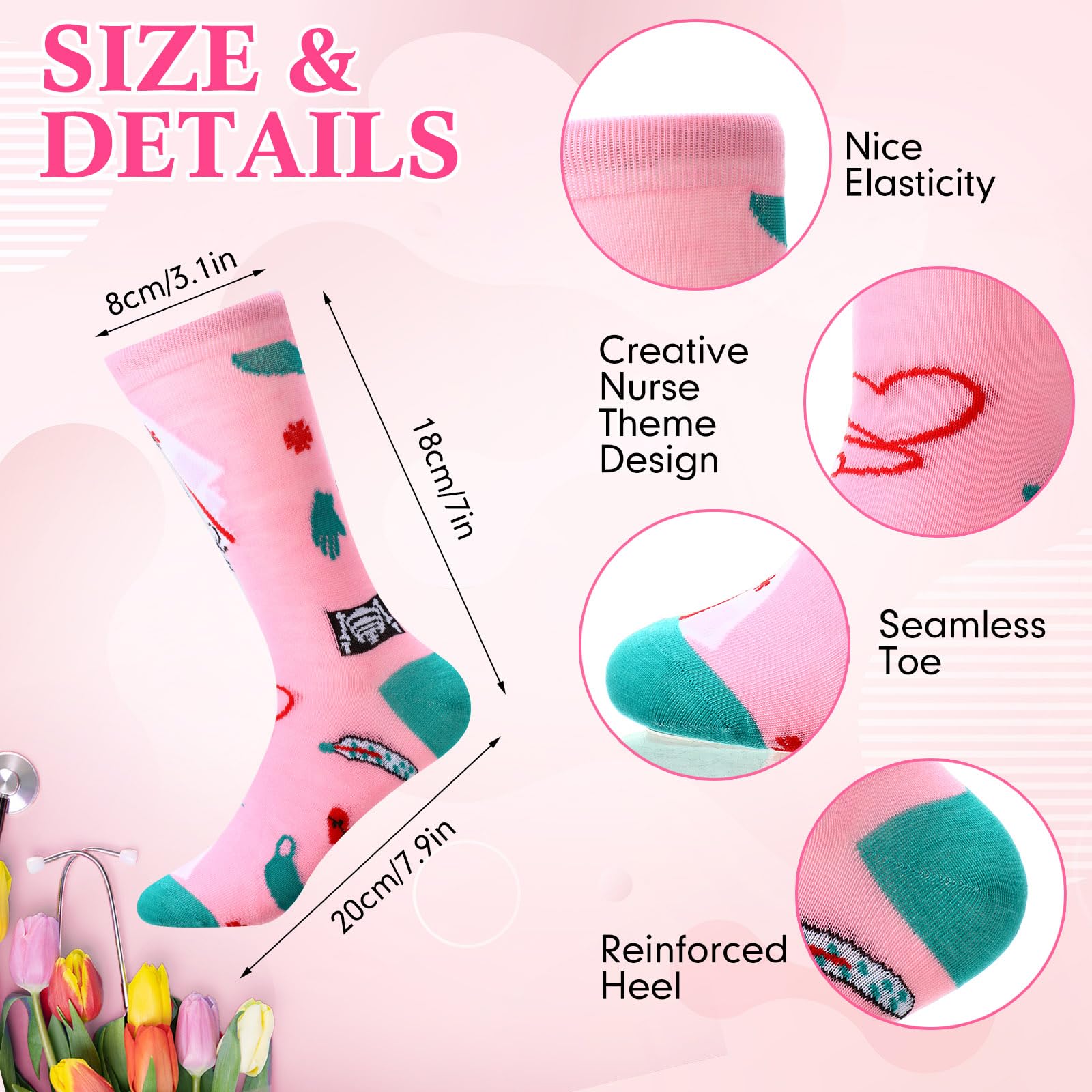 Shinymoon 20-Piece Appreciation Gift Set for Women - 10 Pairs Cozy Socks & 10 Makeup Bags - Perfect for Teachers, Nurses, Birthday, Graduation Gifts - Ideal for Daily Use, Travel, and Self-Care Moments