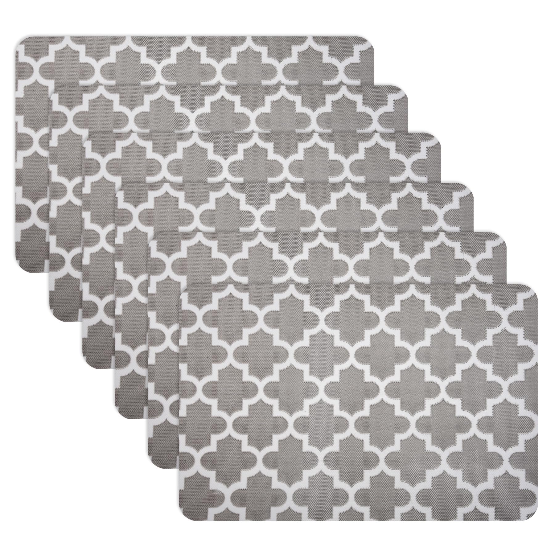 Premium Non-Slip Hexagon Placemats Set of 6 - Gray Modern Dining Table Mats for Kitchen & Dining Room, Heat Resistant Home Decor Placemats for Everyday Use & Dinner Parties