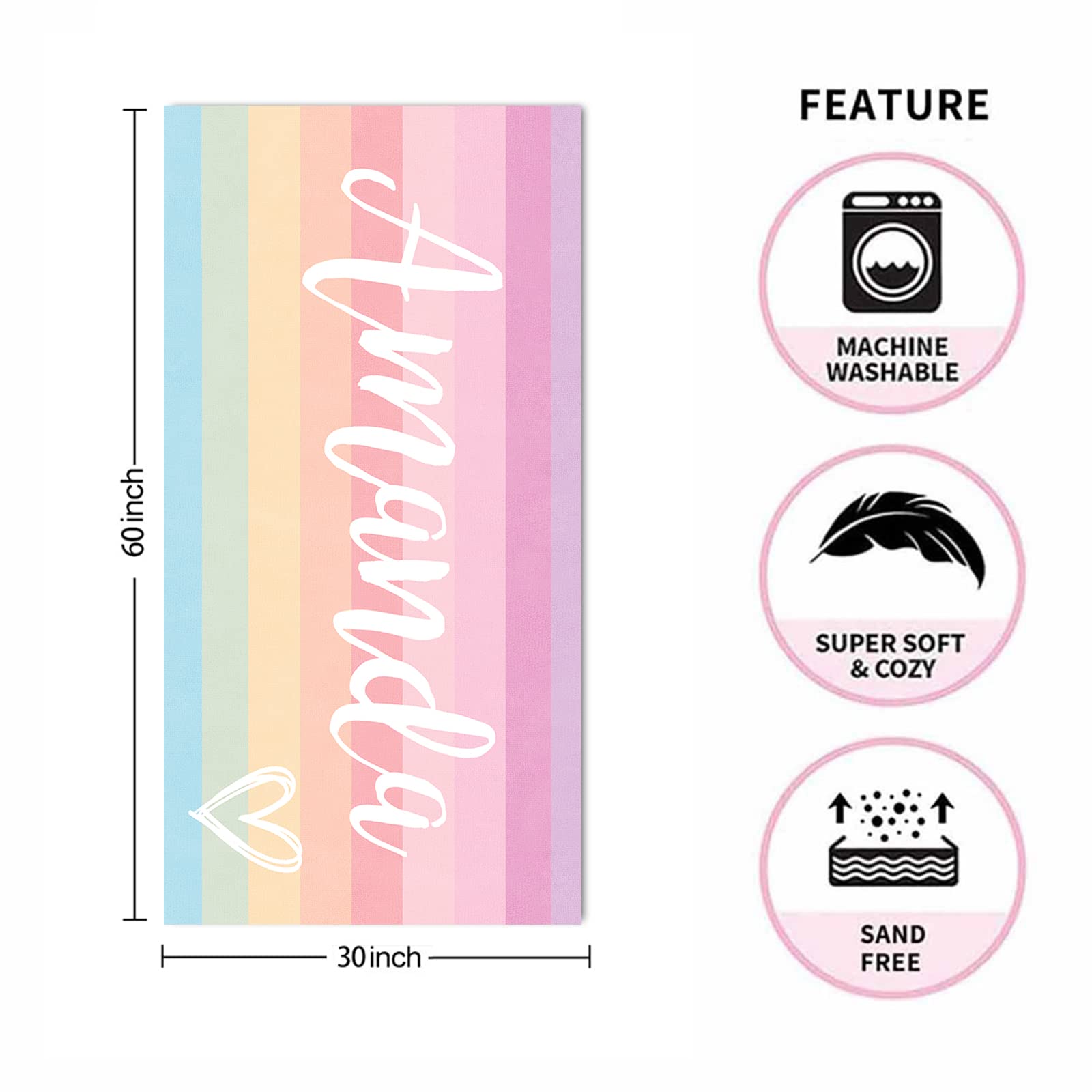 Novgarden Personalized Beach Towels with Name - Custom Quick Dry Microfiber Cotton/Poly Blend Pool Towel 30x60 Inches - Perfect for Beach, Travel, Swimming Pool & Bathroom Decor - Great Gift for Summer Vacations