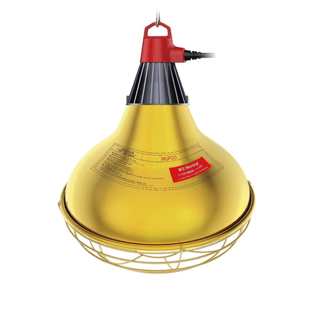 MIUPOO 175W Poultry Heater Lamp - Chicken Coop Heating Light for Pet, Livestock & Plant Care - Durable Warm Lamp Shade for Animal Husbandry & Breeding - Perfect for Winter Chicken Coops, Reptile Tanks & Greenhouse Plants