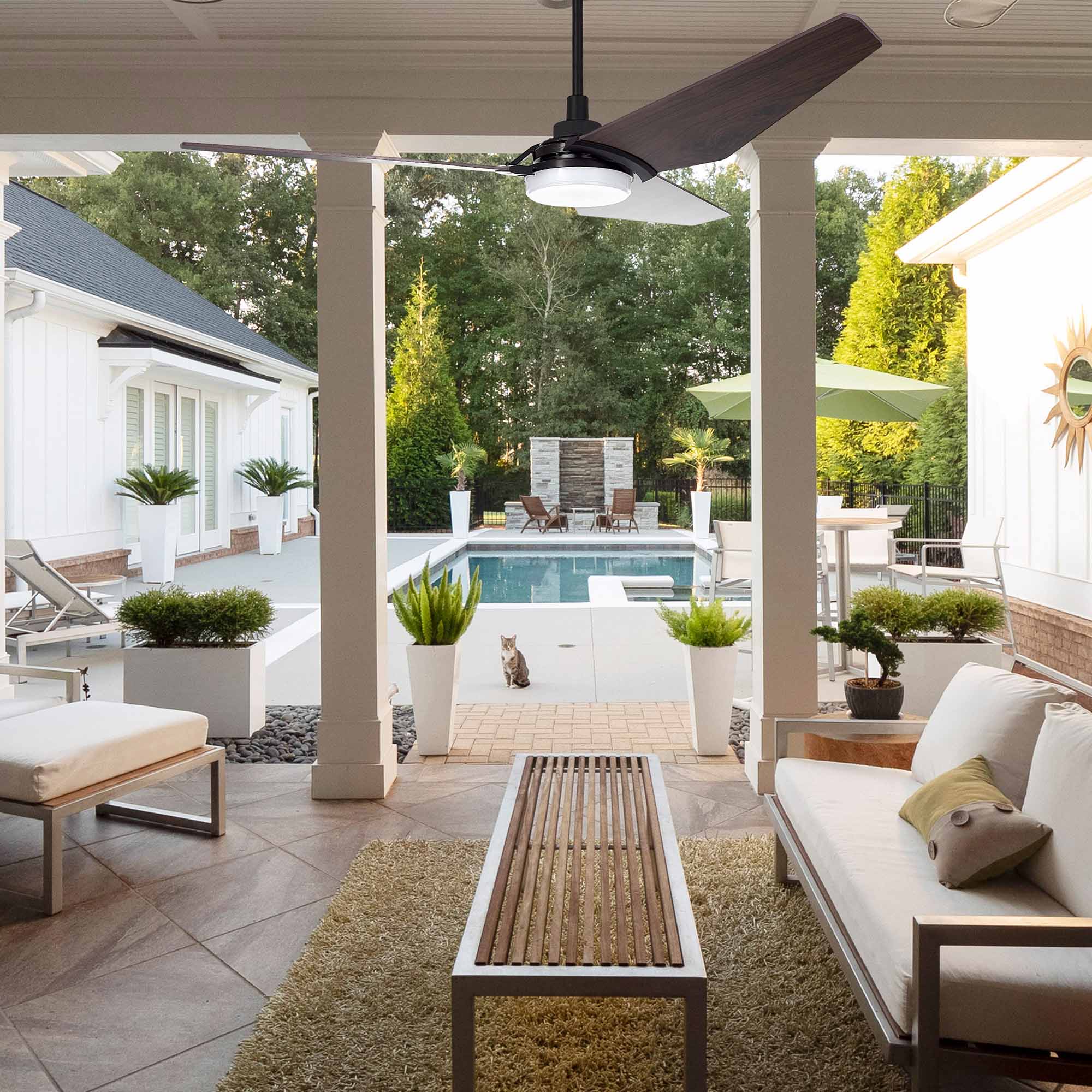 Trailblazer 56 Inch Smart Ceiling Fan with LED Light & Remote Control - Perfect for Outdoor Patio, Deck, and Backyard Relaxation