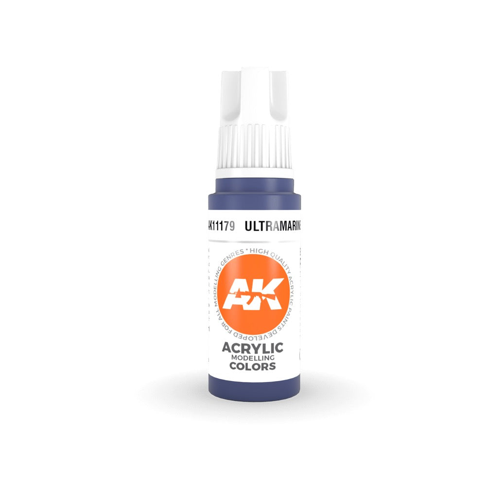 AK Interactive AK11179 Ultramarine Acrylic Paint - 17ml Bottle (3rd Generation) - Premium Model Paint for Miniatures, Warhammer, and Scale Models