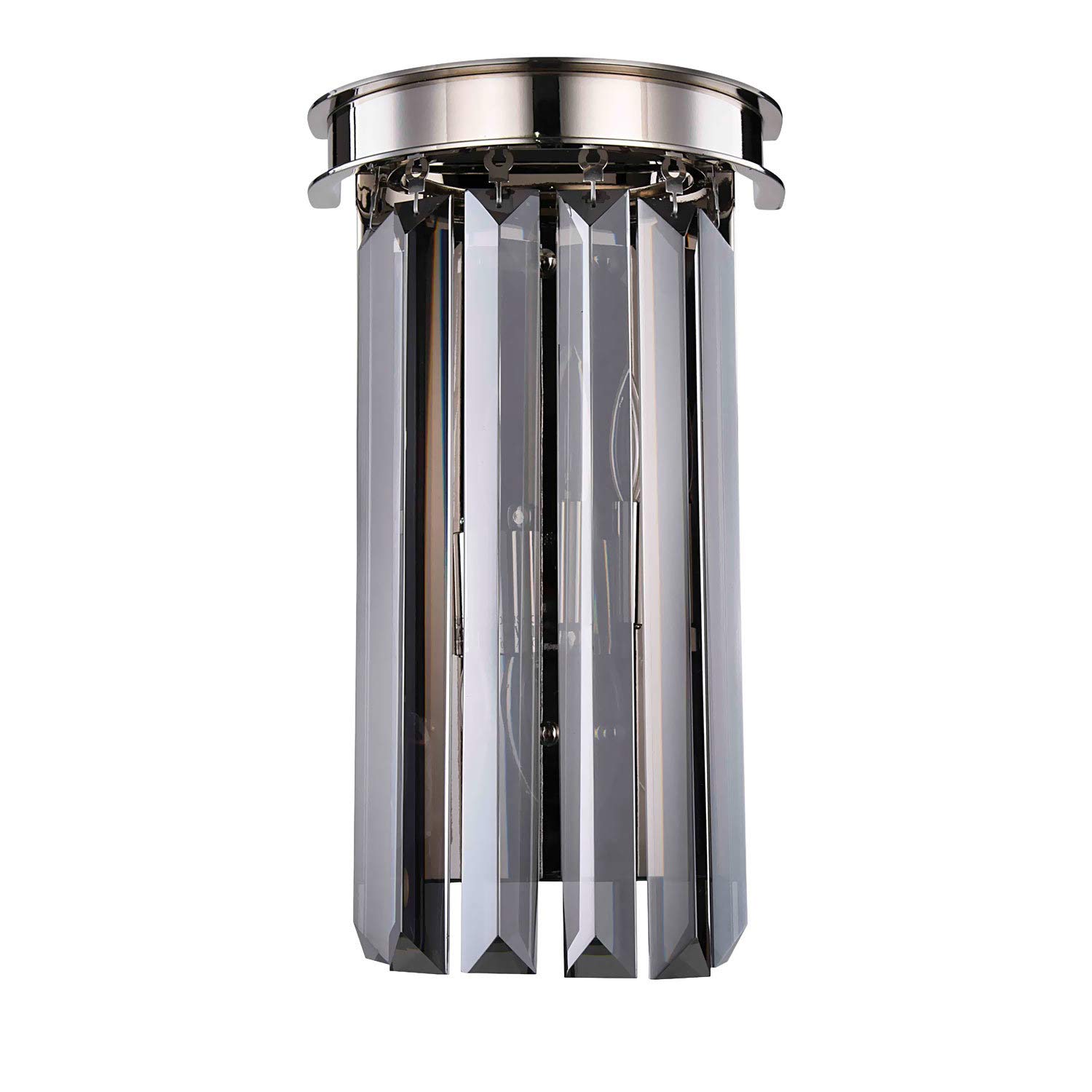 Crystal Prism Smoke Glass Wall Sconce - 2 Light 8