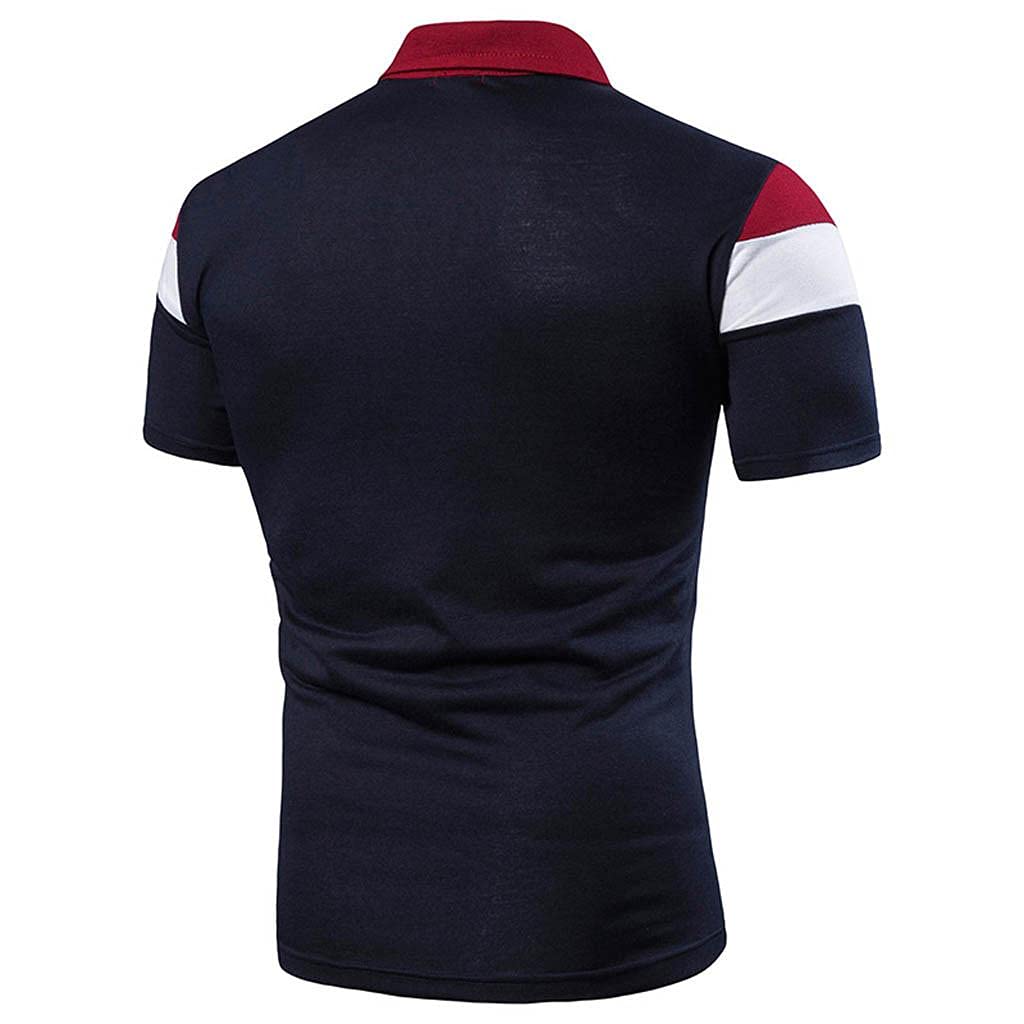 Men's Graphic Golf Polo Shirts - Short Sleeve Patchwork Design with Zipper Collar - Casual LAPE Polo T-Shirts for Men - Perfect for Golf, Casual Wear & Outdoor Activities