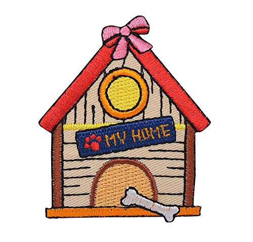 Dog House Embroidered Iron-On Patch for Jackets, Hats & Backpacks - Durable DIY Sewing Applique for Pet Lovers
