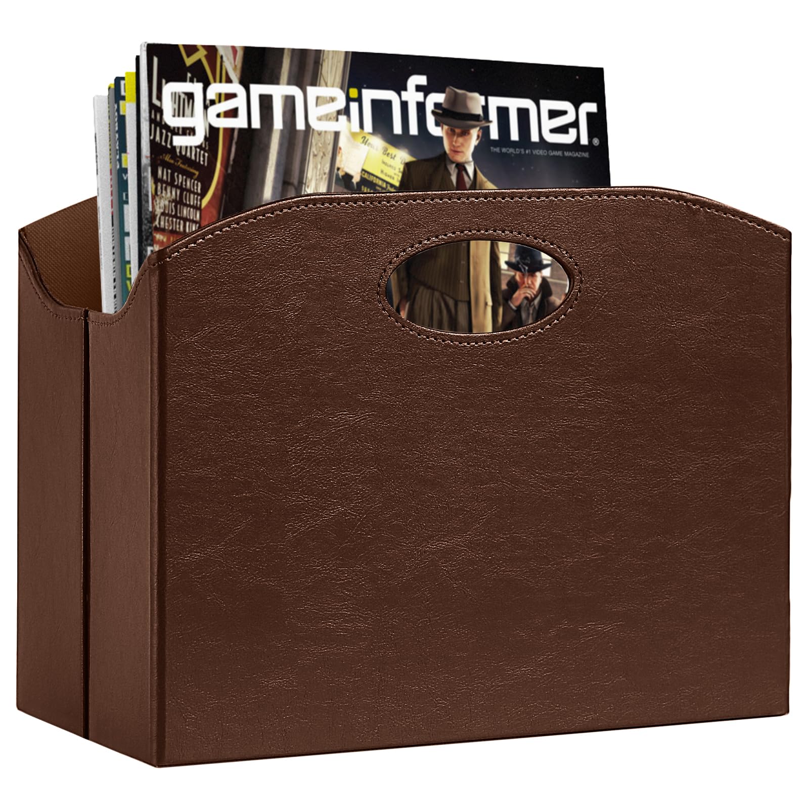 Foldable Floor Magazine Rack Organizer - Brown Storage Bin for Newspapers, Documents & Files - Perfect for Home, Office & Living Room Organization