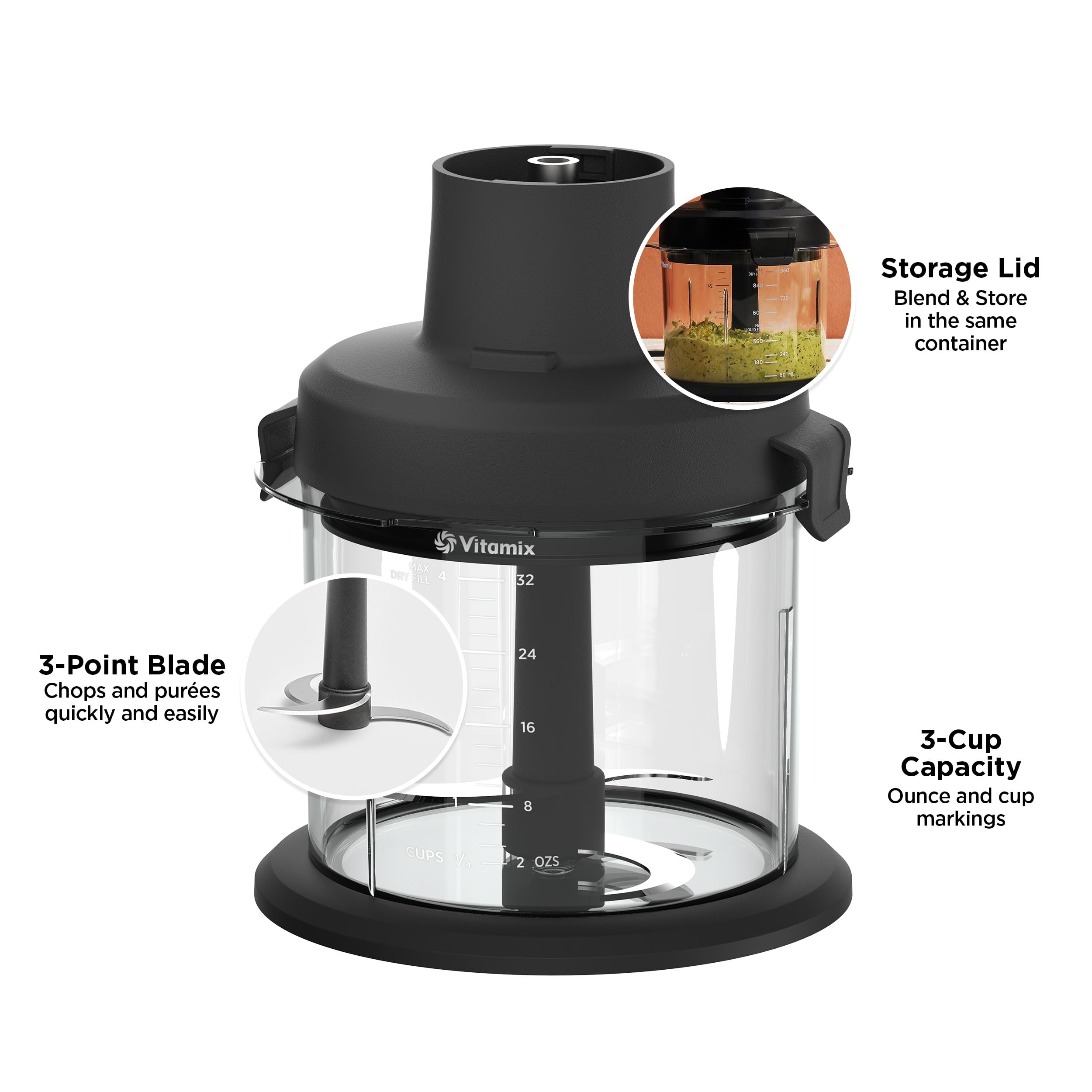 Vitamix Immersion Blender Mini-Chopper Attachment - Powerful 2-in-1 Hand Blender & Food Chopper for Smoothies, Sauces & Meal Prep | Compact & Easy to Clean | Perfect for Kitchens, Restaurants & Small Spaces